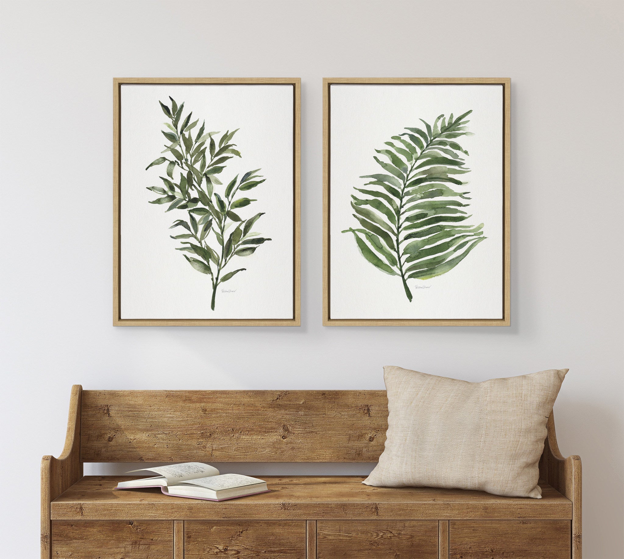 Sylvie Green Fern Framed Canvas by Patricia Shaw