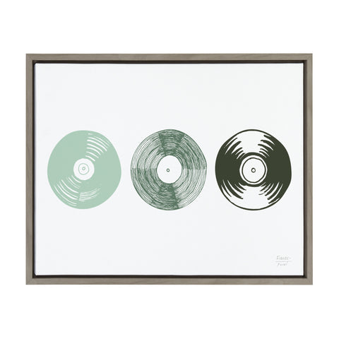 Sylvie Three Records Framed Canvas by Statement Goods