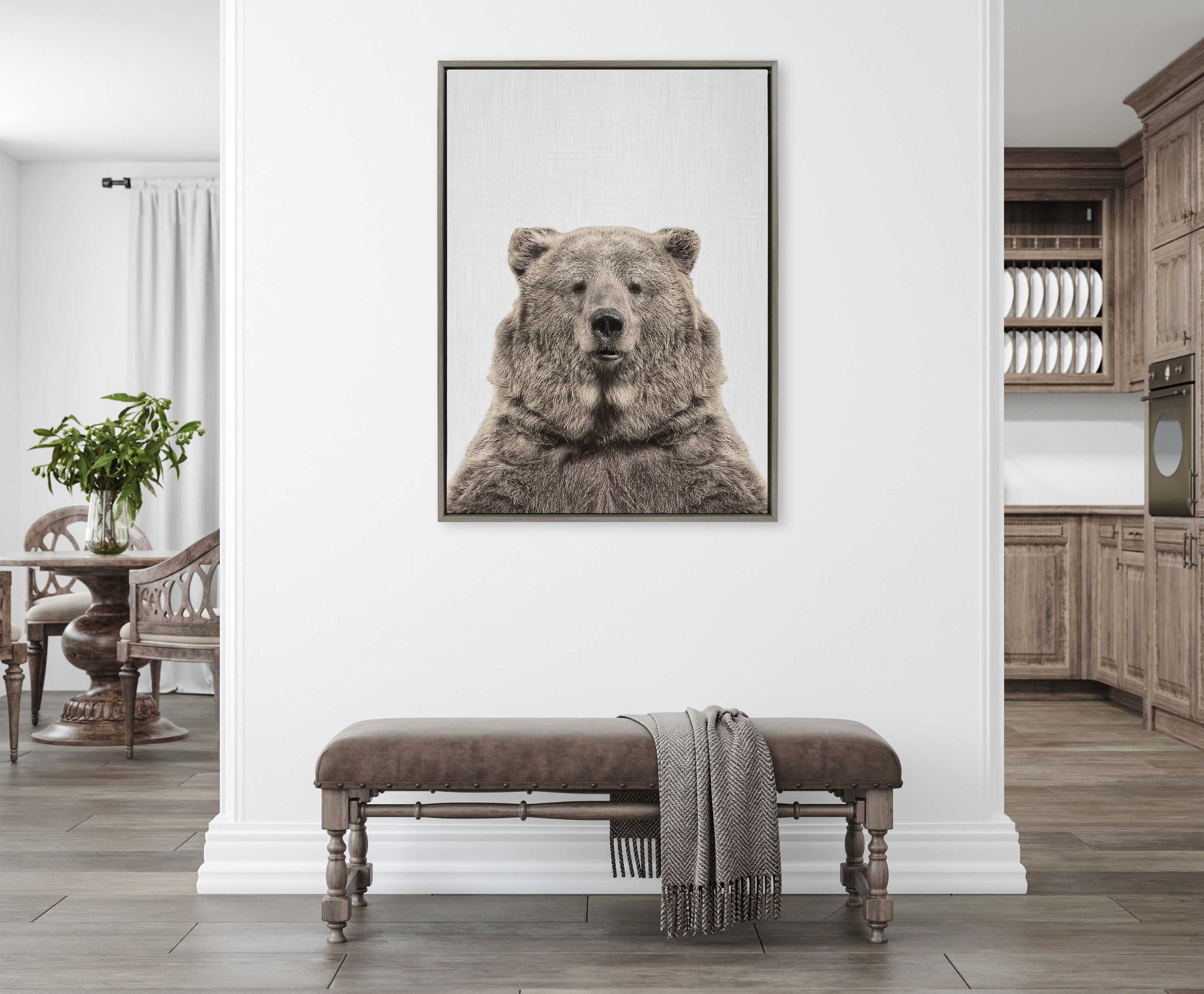 Sylvie Bear European Color Framed Canvas by Simon Te of Tai Prints