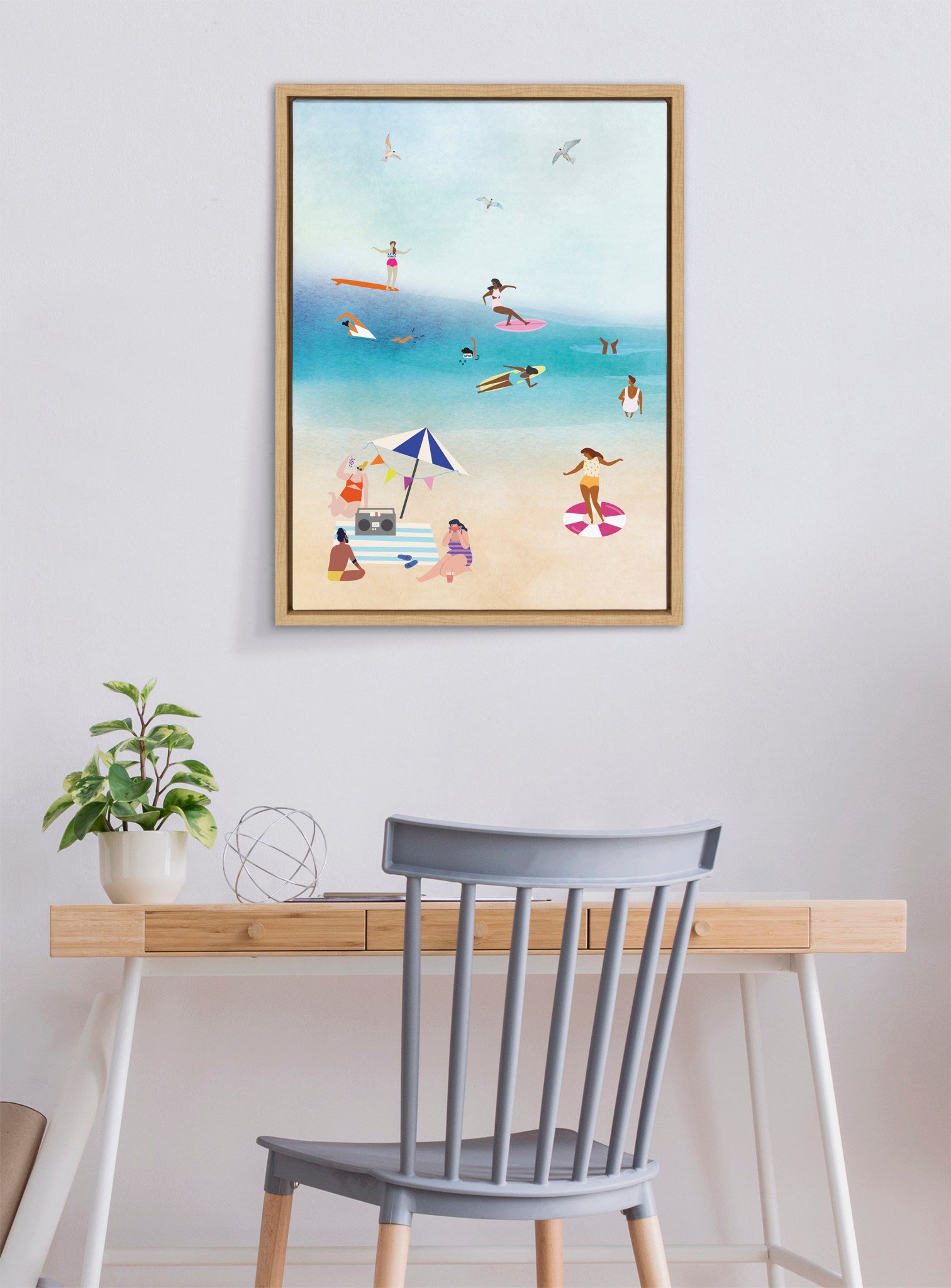 Sylvie Beach II Framed Canvas by Nikki Chu