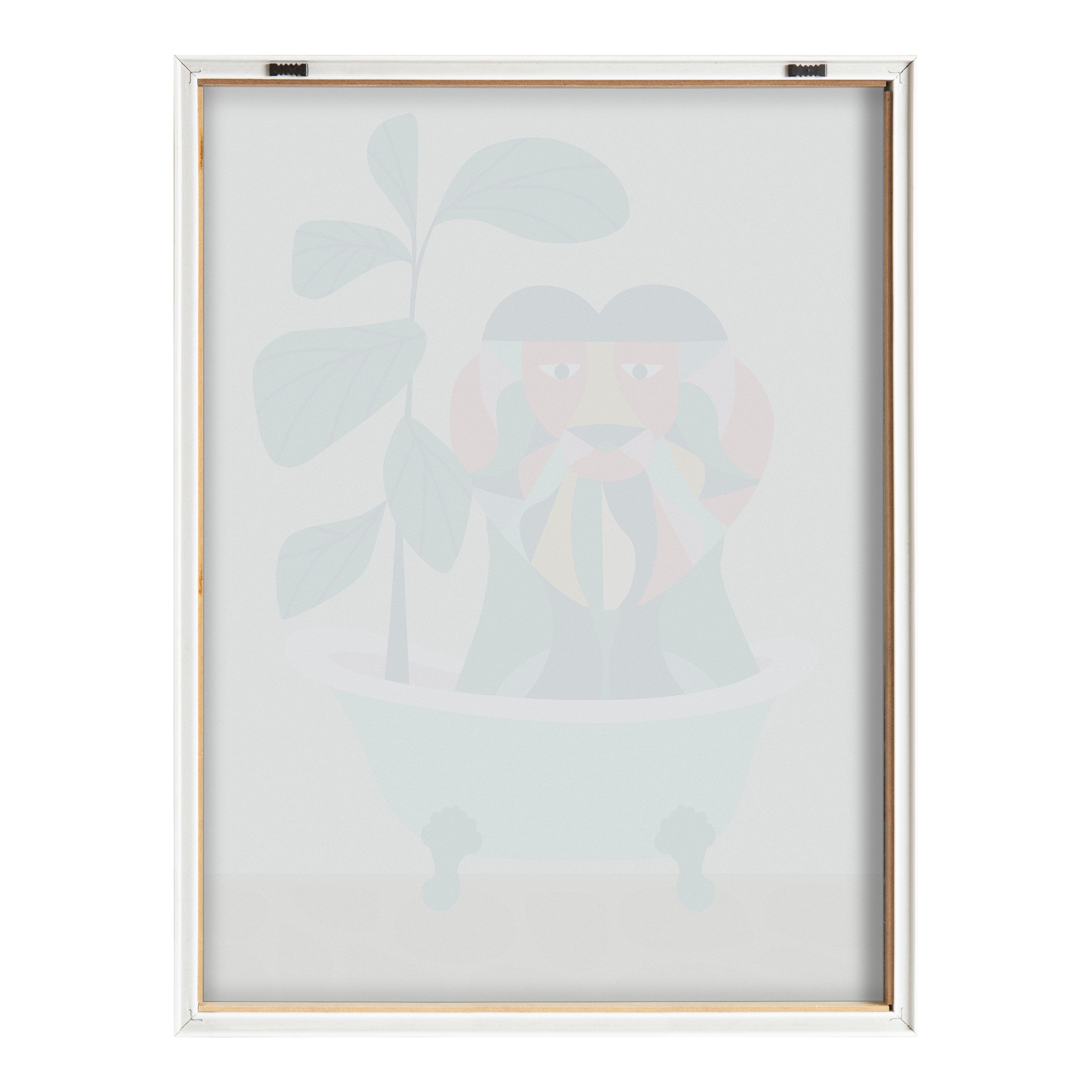 Blake Mid Century Modern Lion in Bathtub Framed Printed Glass by Rachel Lee of My Dream Wall