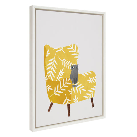 Sylvie 5 Mustard Chair Framed Canvas by Planet Cat