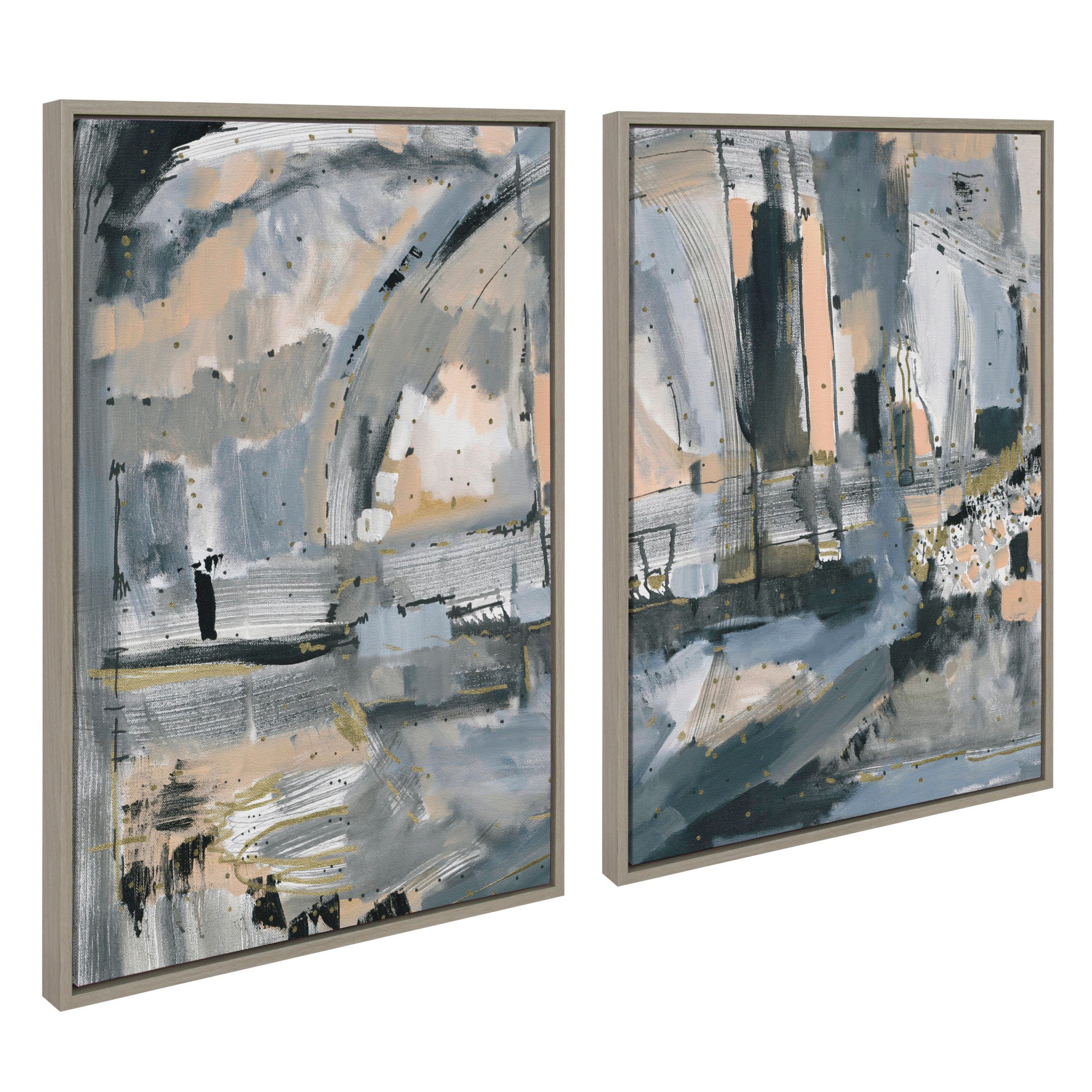 Sylvie Harbor Nights Set No 1 and Harbor Nights Set No 2 Framed Canvas Set by Leah Nadeau