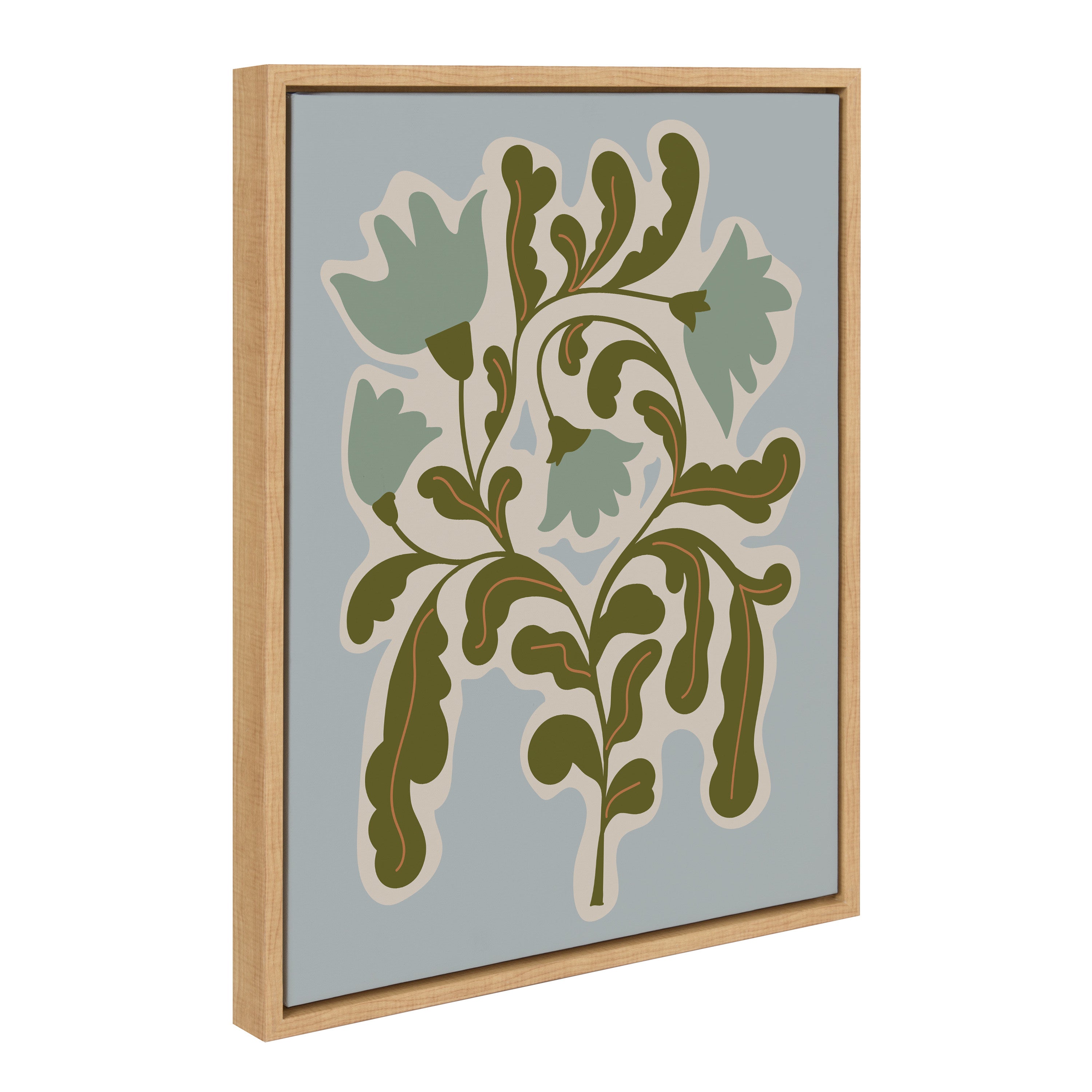 Sylvie Expressive Abstract House Plant Playful Blue Framed Canvas by The Creative Bunch Studio