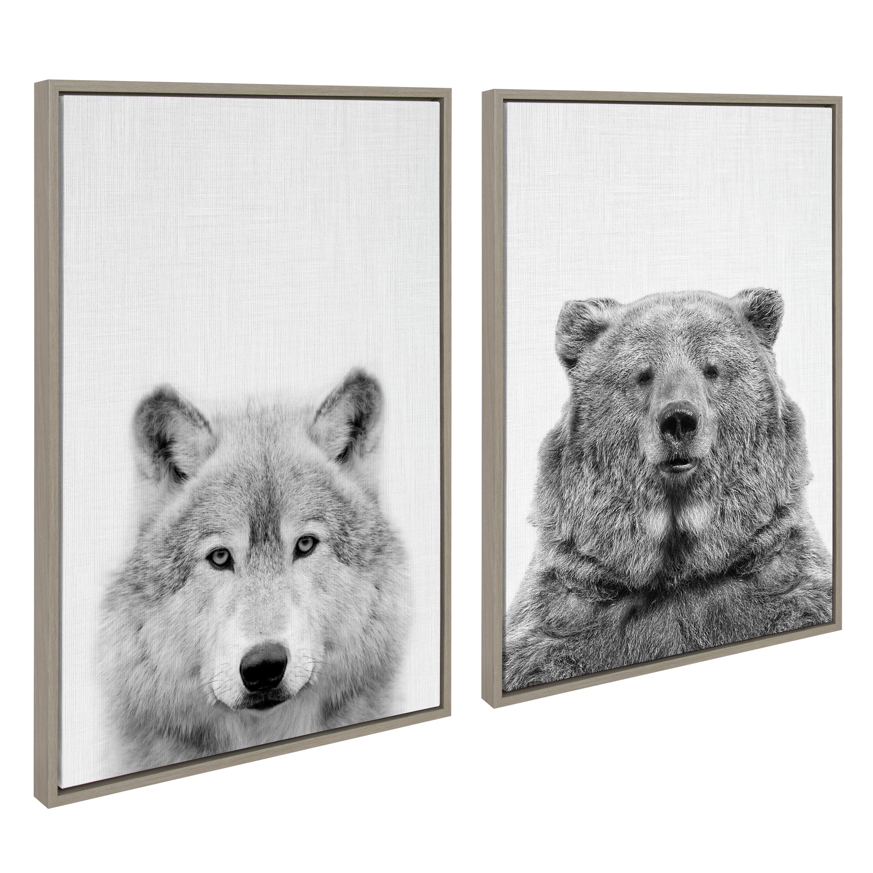 Sylvie Wolf and Bear European Framed Canvas Art Set by Simon Te of Tai Prints