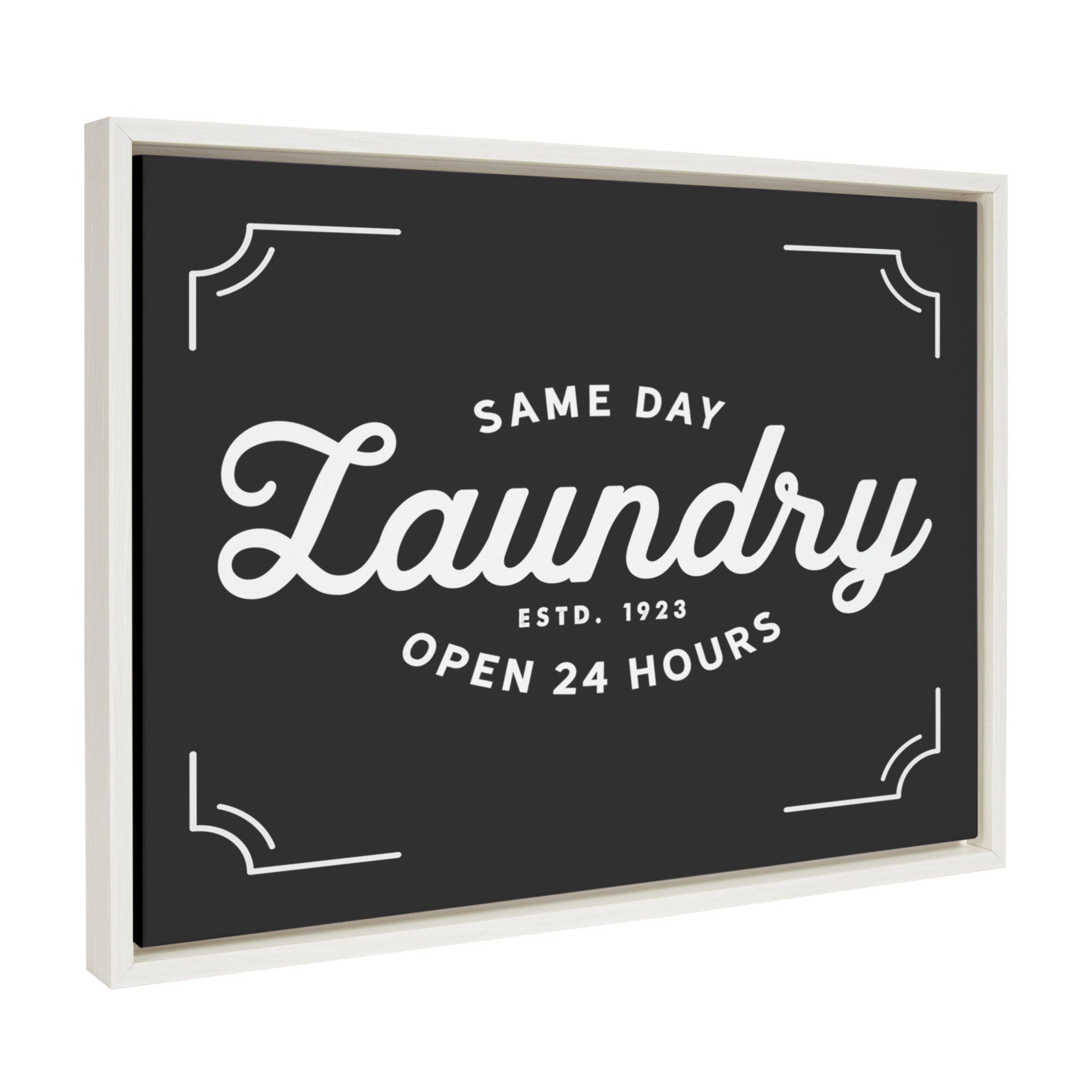 Sylvie Same Day Laundry Co Black Framed Canvas by Maggie Price