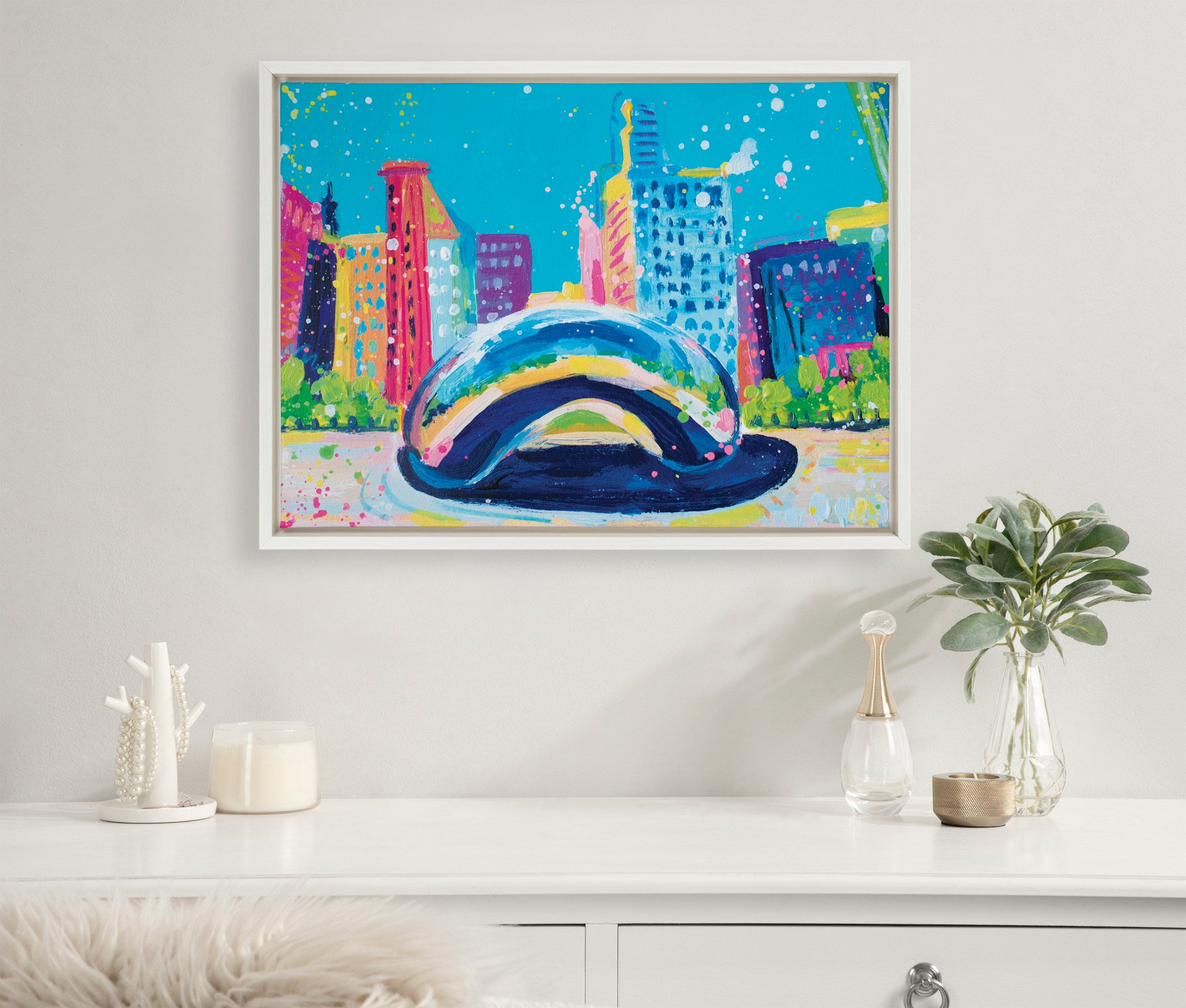 Sylvie Chicago Bean Study No 2 Framed Canvas by Rachel Christopoulos