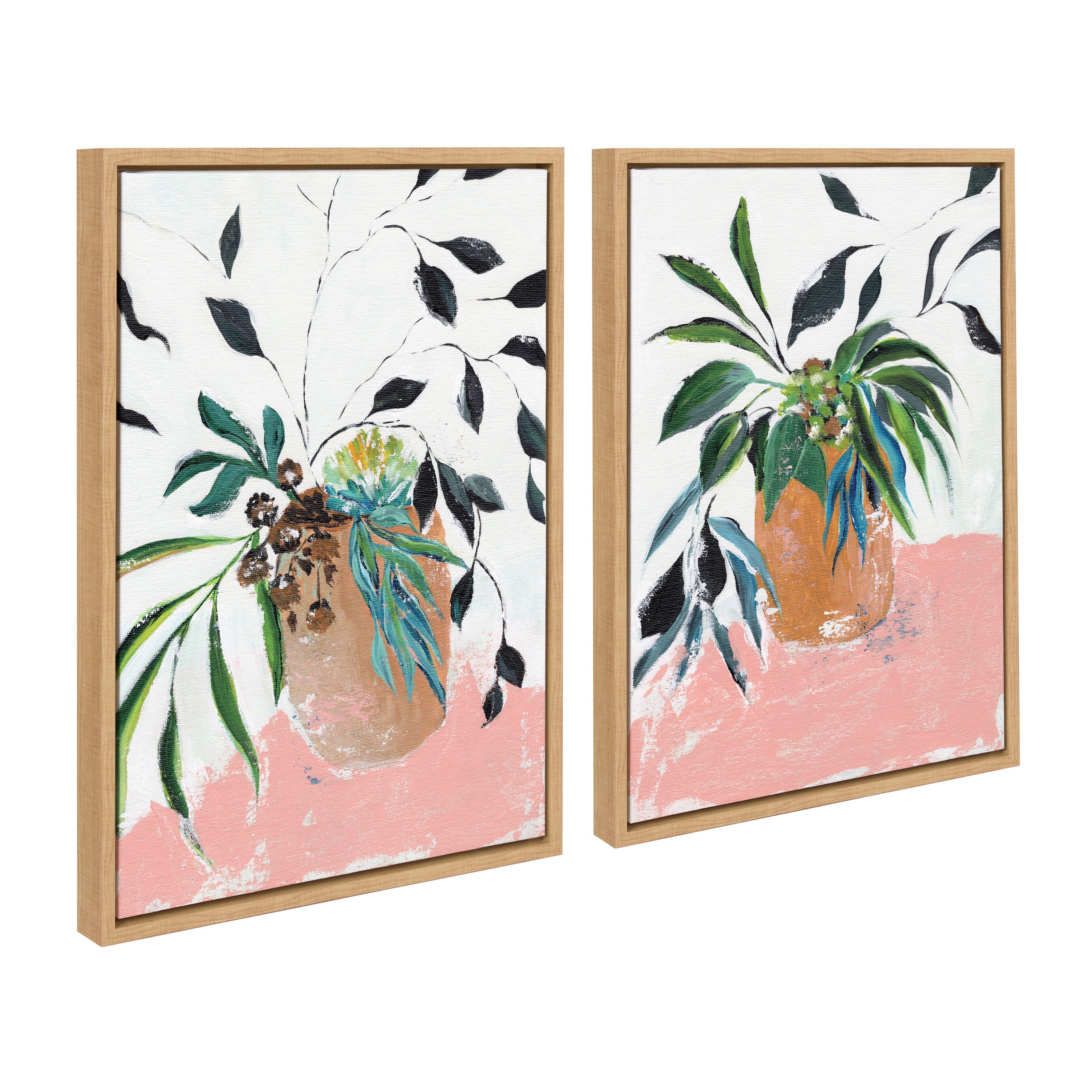 Sylvie Wild Foliage l and II Framed Canvas Art Set by Nikita Jariwala