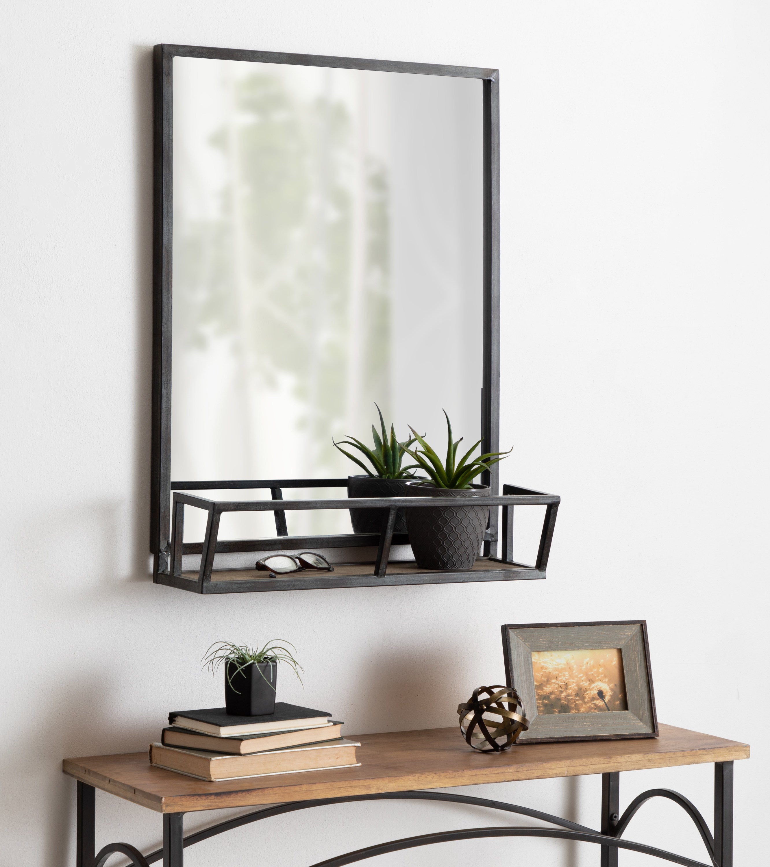 Jackson Metal Framed Mirror with Shelf
