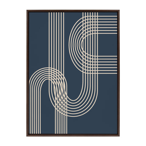 Sylvie Lines in Blue Framed Canvas by Apricot and Birch