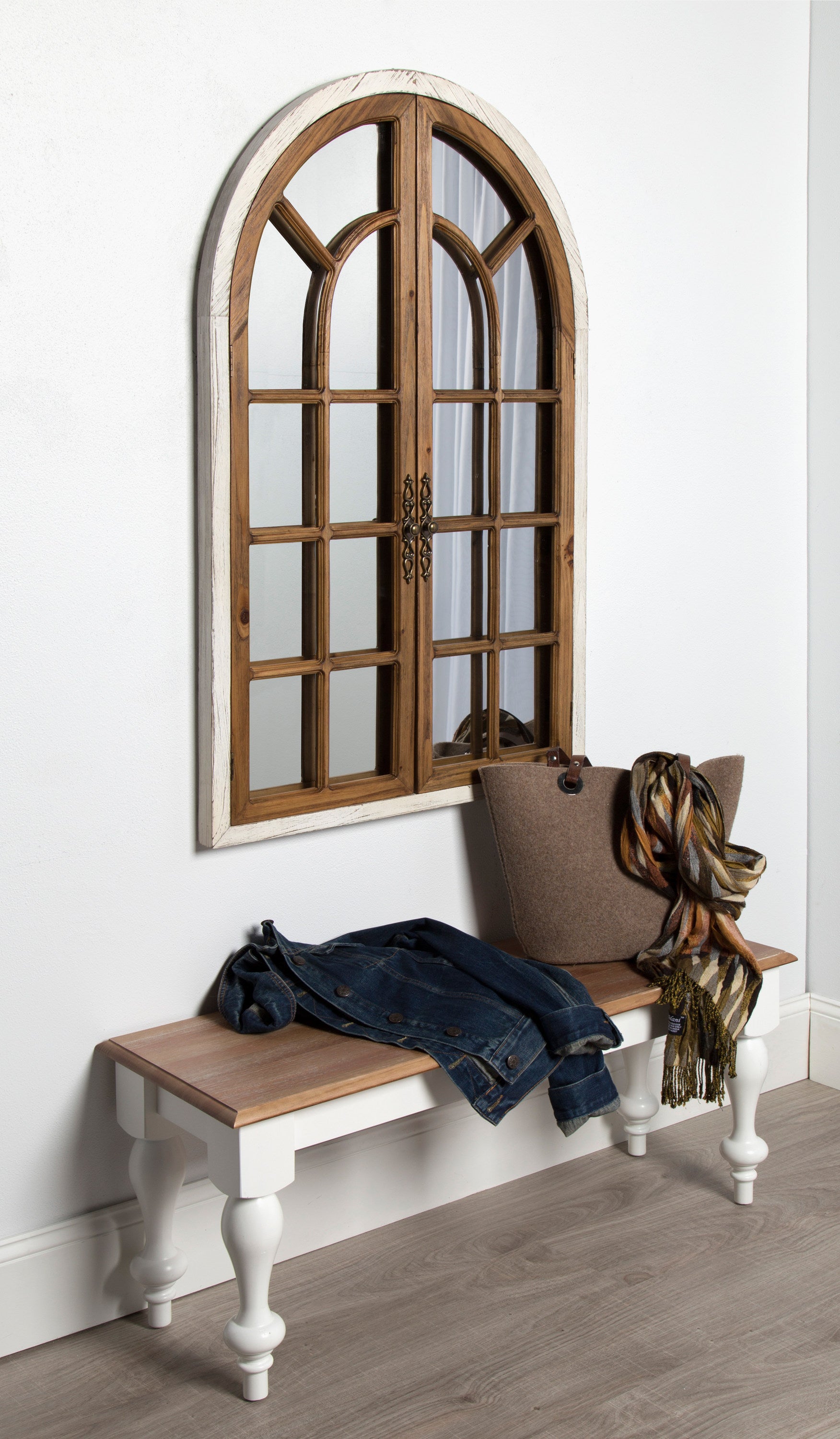 Boldmere Wood Windowpane Arch Mirror