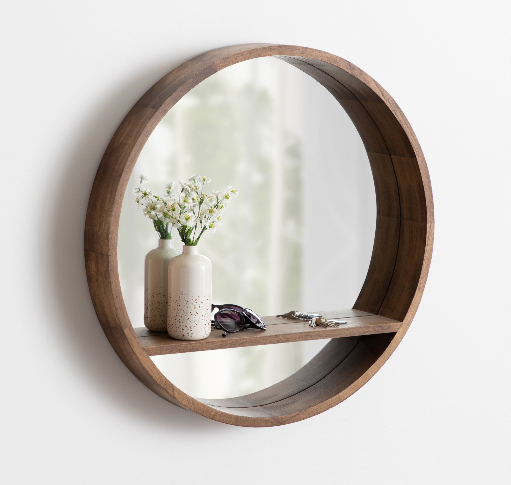 Hutton Round Mirror with Shelf