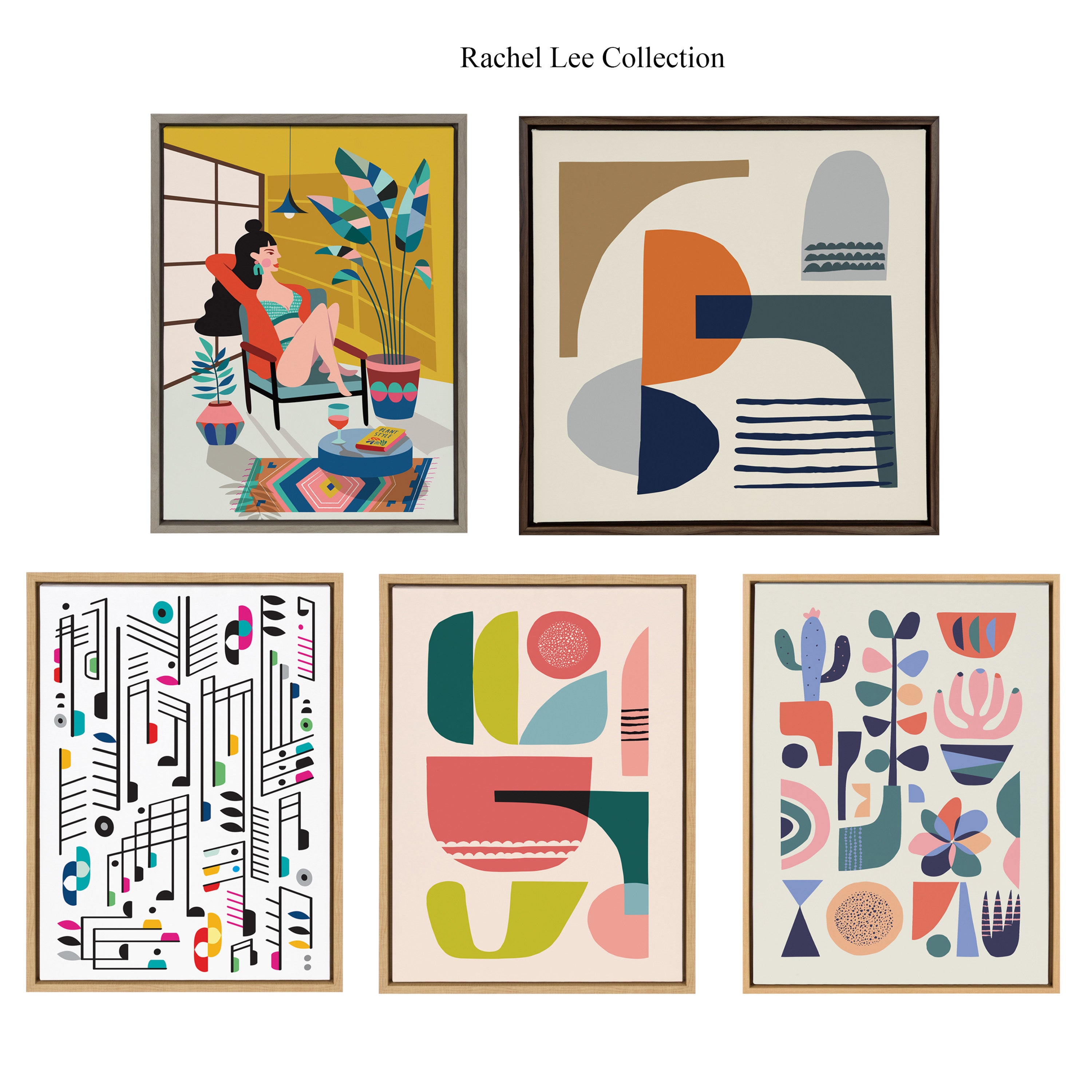 Sylvie Mid Century 5 Framed Canvas by Rachel Lee of My Dream Wall