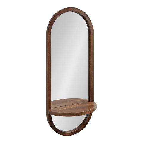 Hutton Wood Framed Capsule Mirror with Shelf