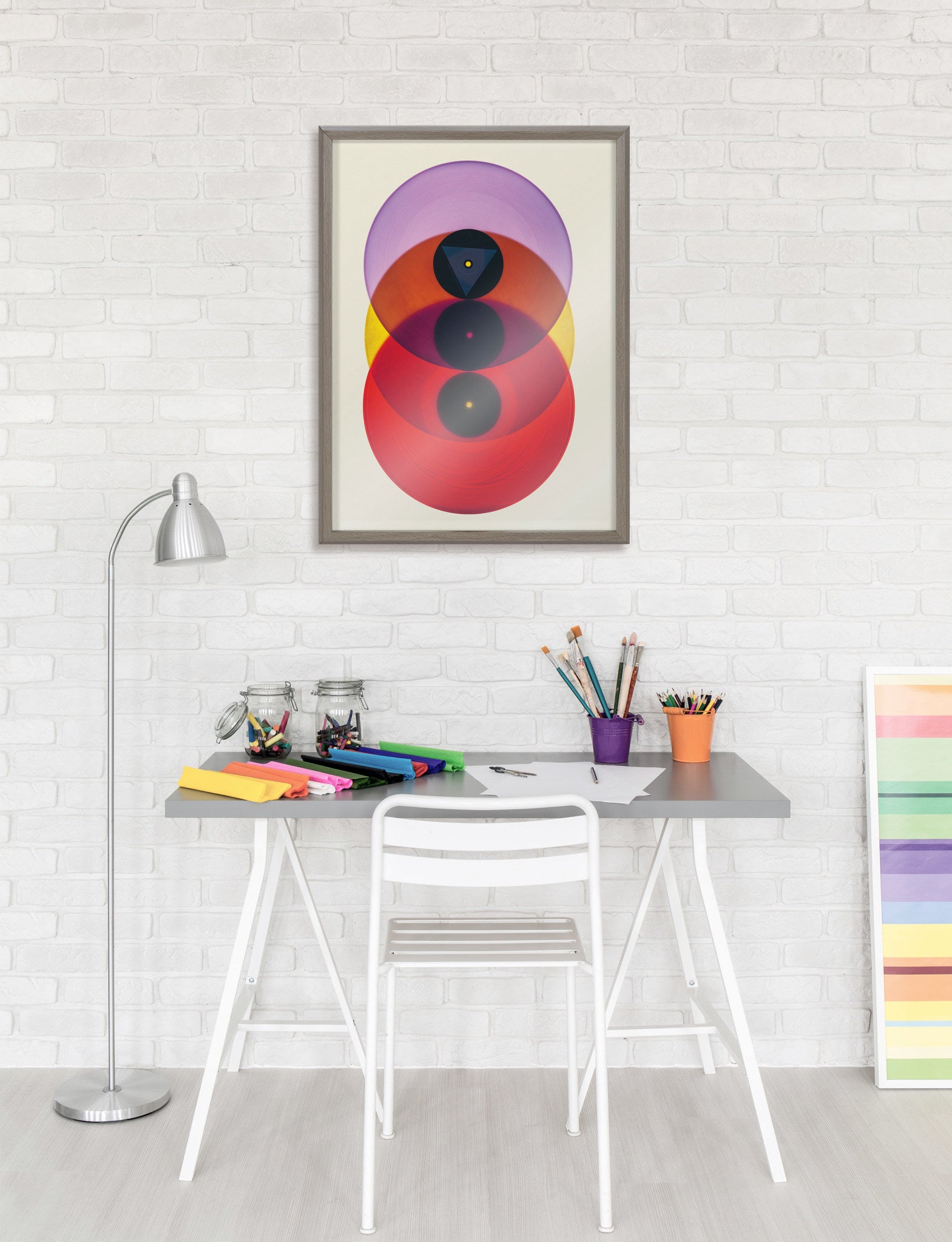 Blake Colorful Records Purple Red Framed Printed Glass by Emiko and Mark Franzen of F2Images