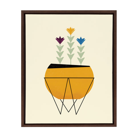 Sylvie Modern Planter Framed Canvas by Amber Leaders Designs