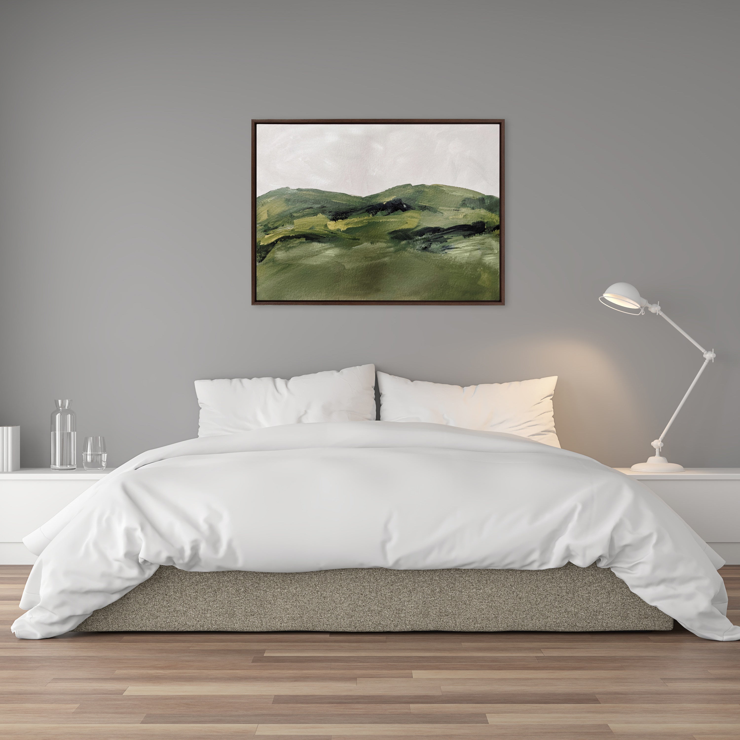 Sylvie Green Mountain Landscape Framed Canvas by Amy Lighthall