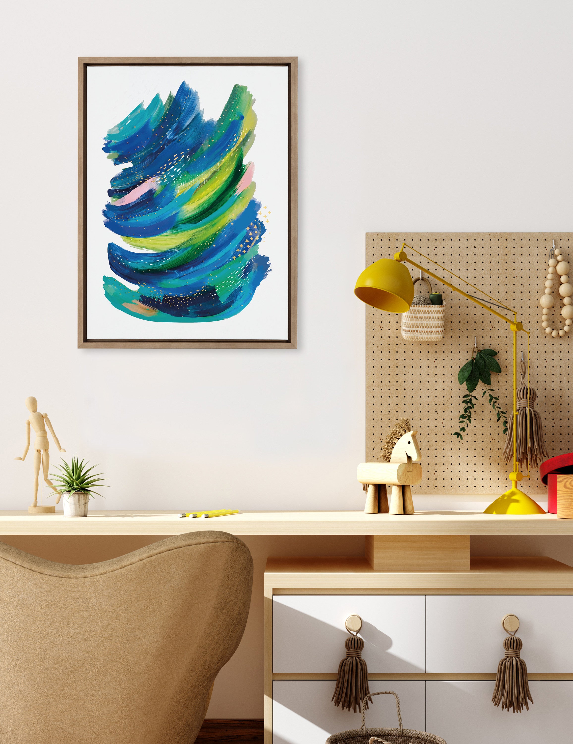 Sylvie Bright Abstract 2 Framed Canvas by Jessi Raulet of Ettavee