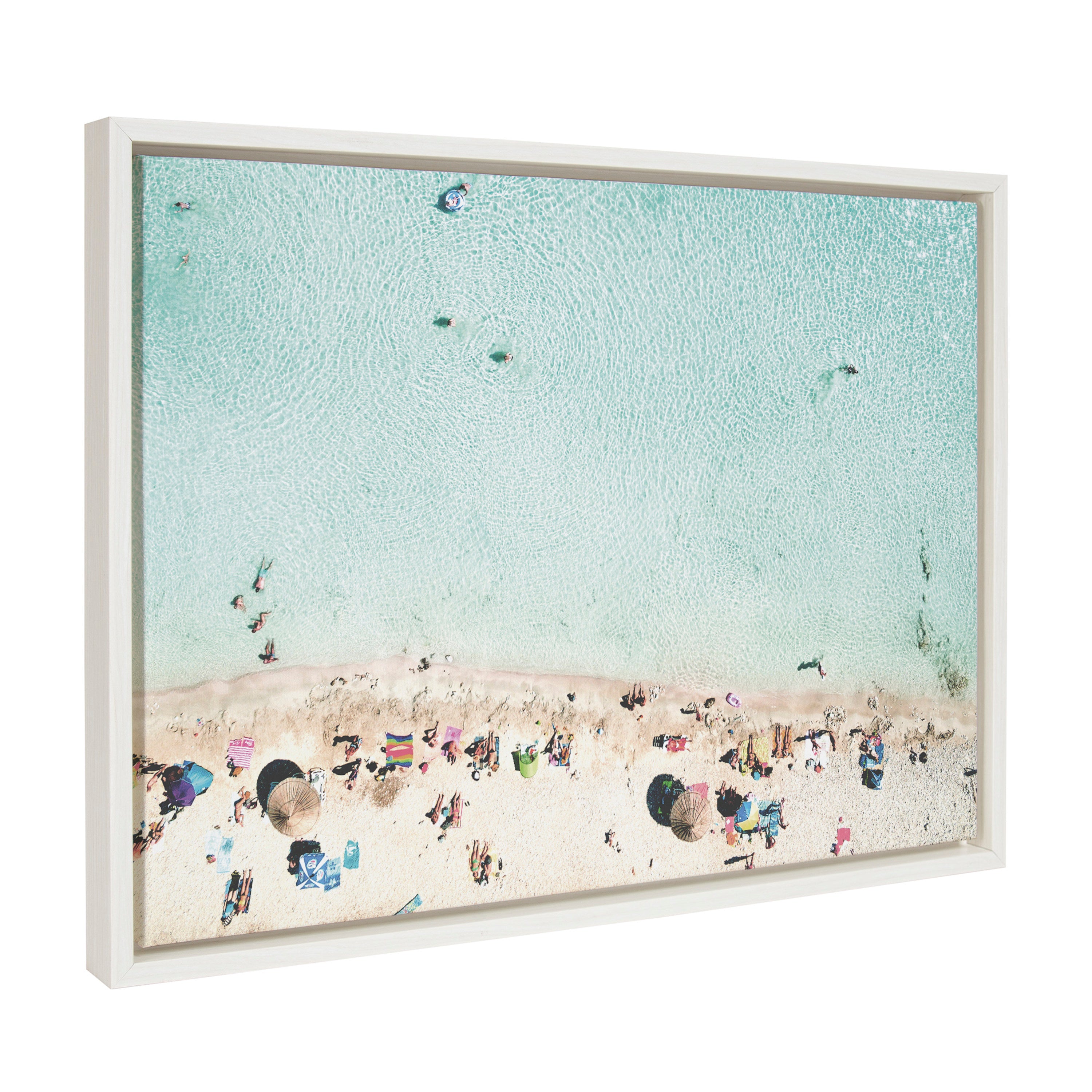 Sylvie Turquoise Beach from Above Framed Canvas by Amy Peterson Art Studio