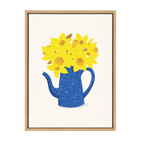 Sylvie Daffodil Jug Framed Canvas by Maria Filar