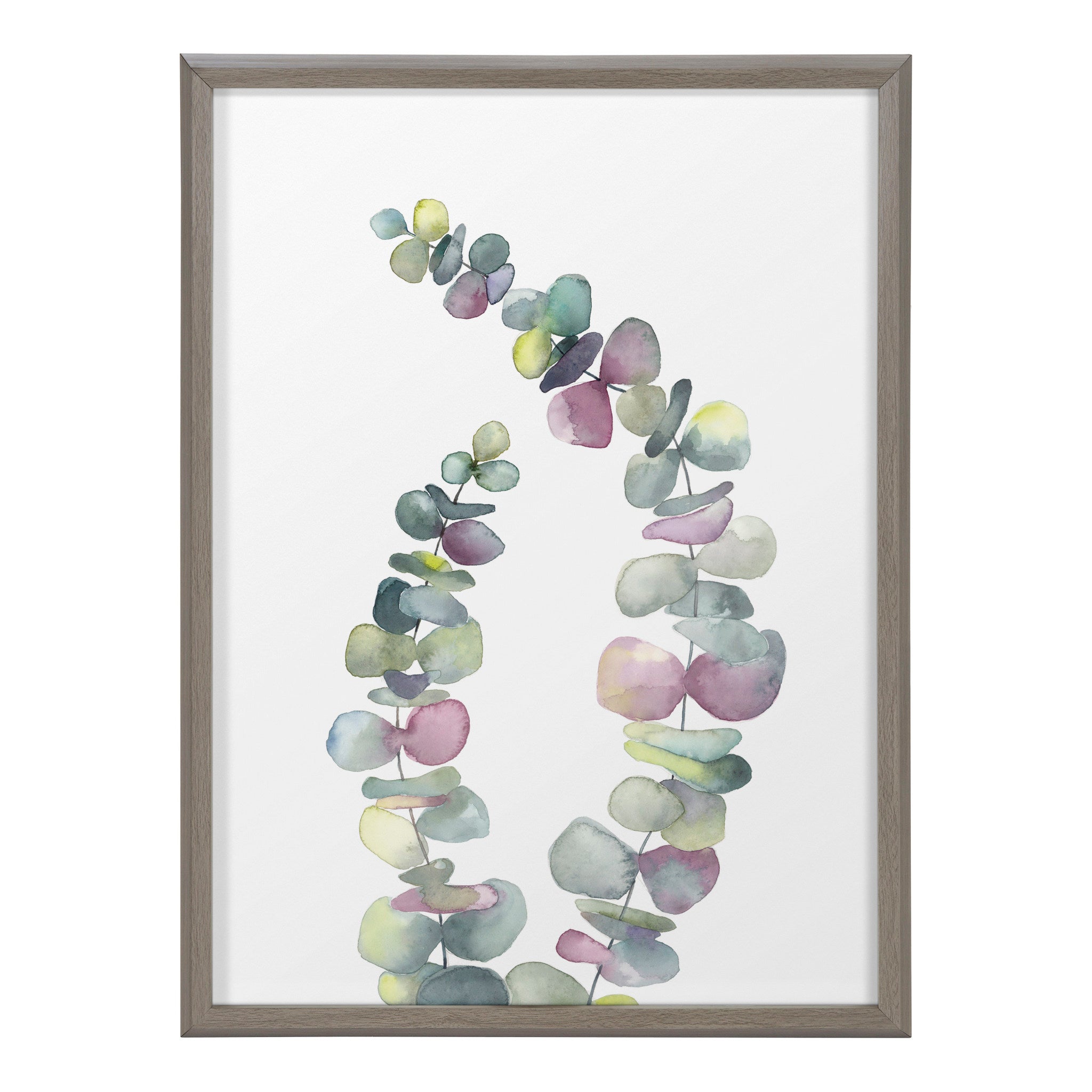 Blake Eucalyptus 2 Branches Framed Printed Glass by Emily Marie Watercolors