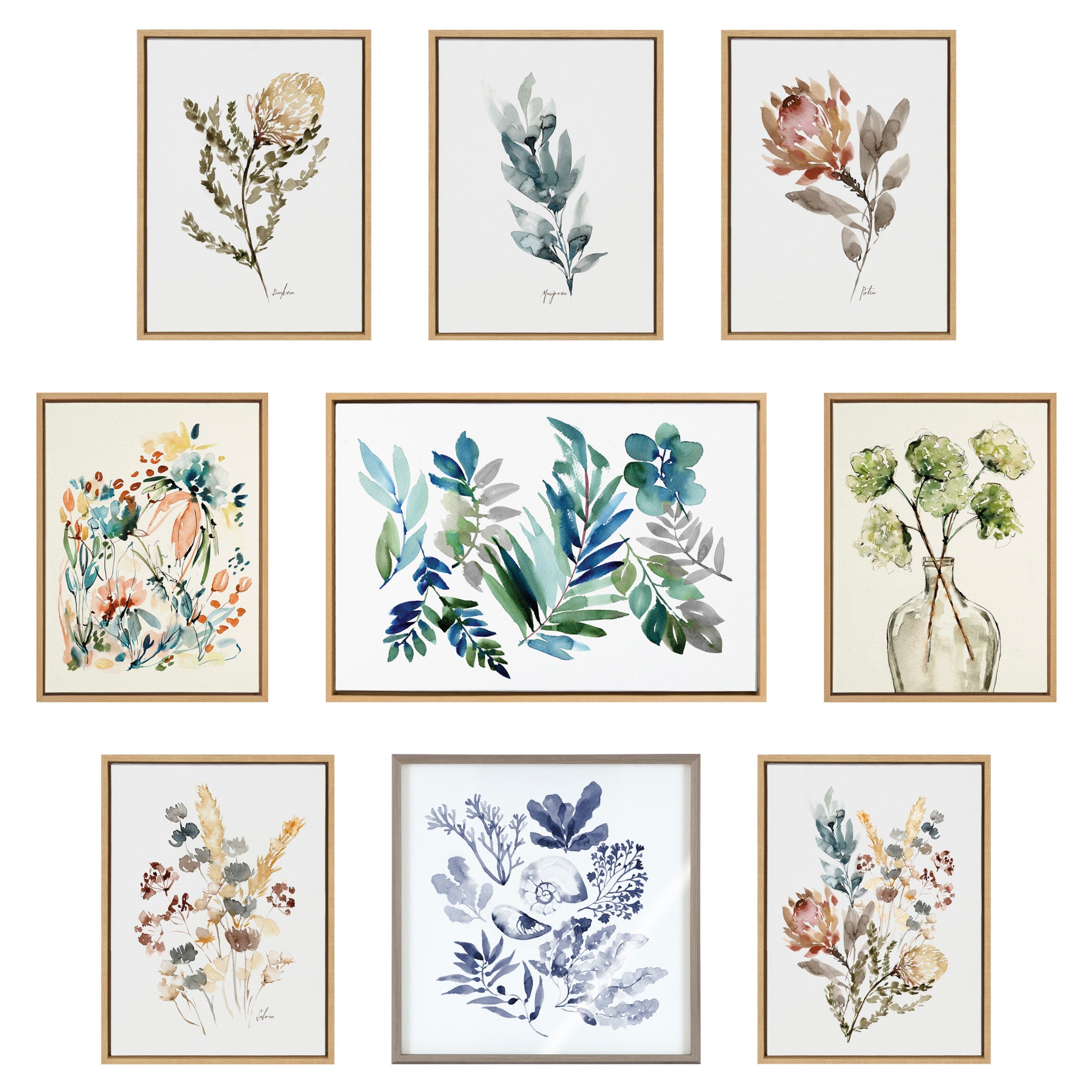Sylvie Floral Flag Framed Canvas by Sara Berrenson