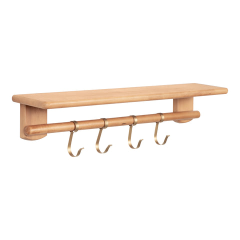 Alta Wall Shelf with Hooks