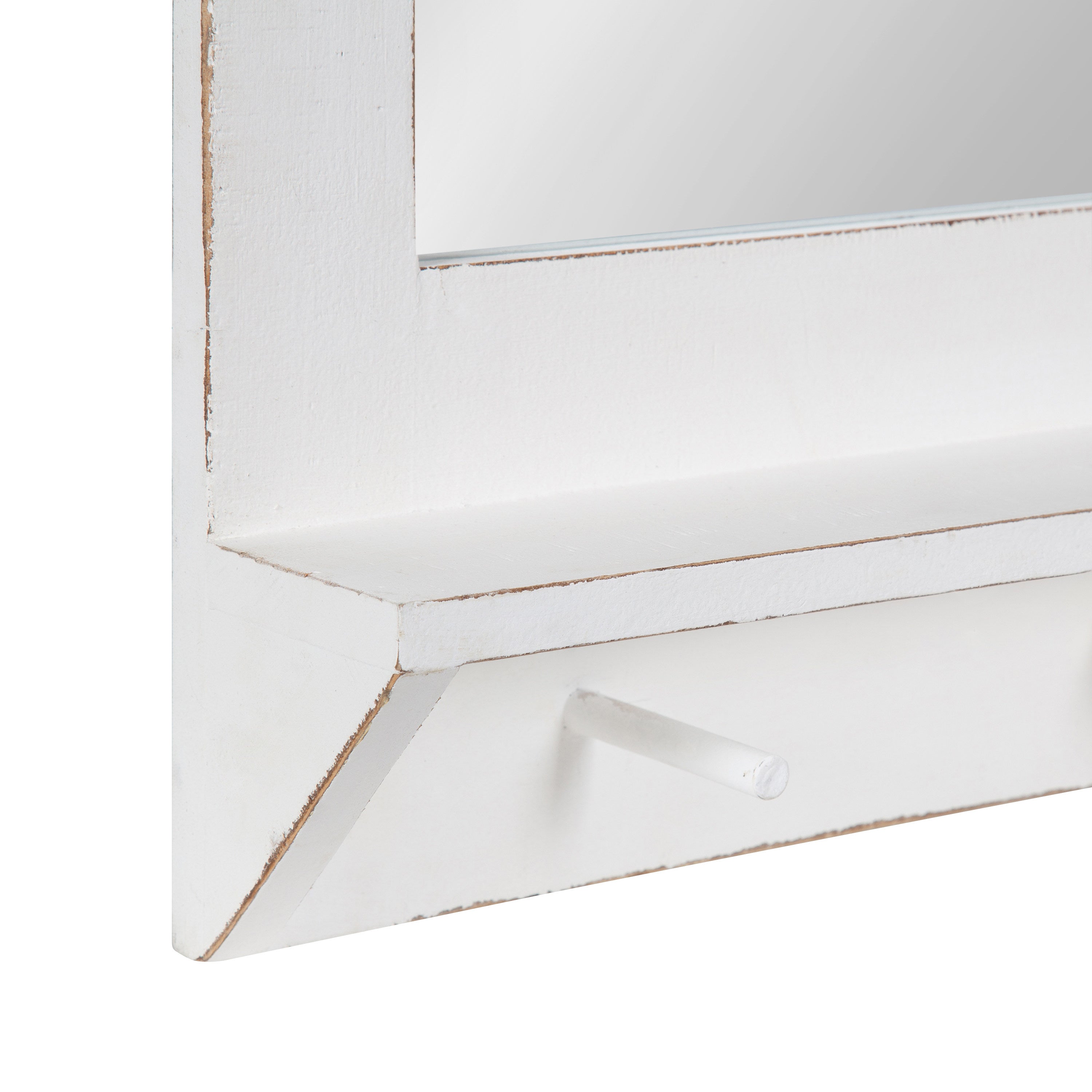 Cates Framed Wall Mirror with Shelf and Hooks