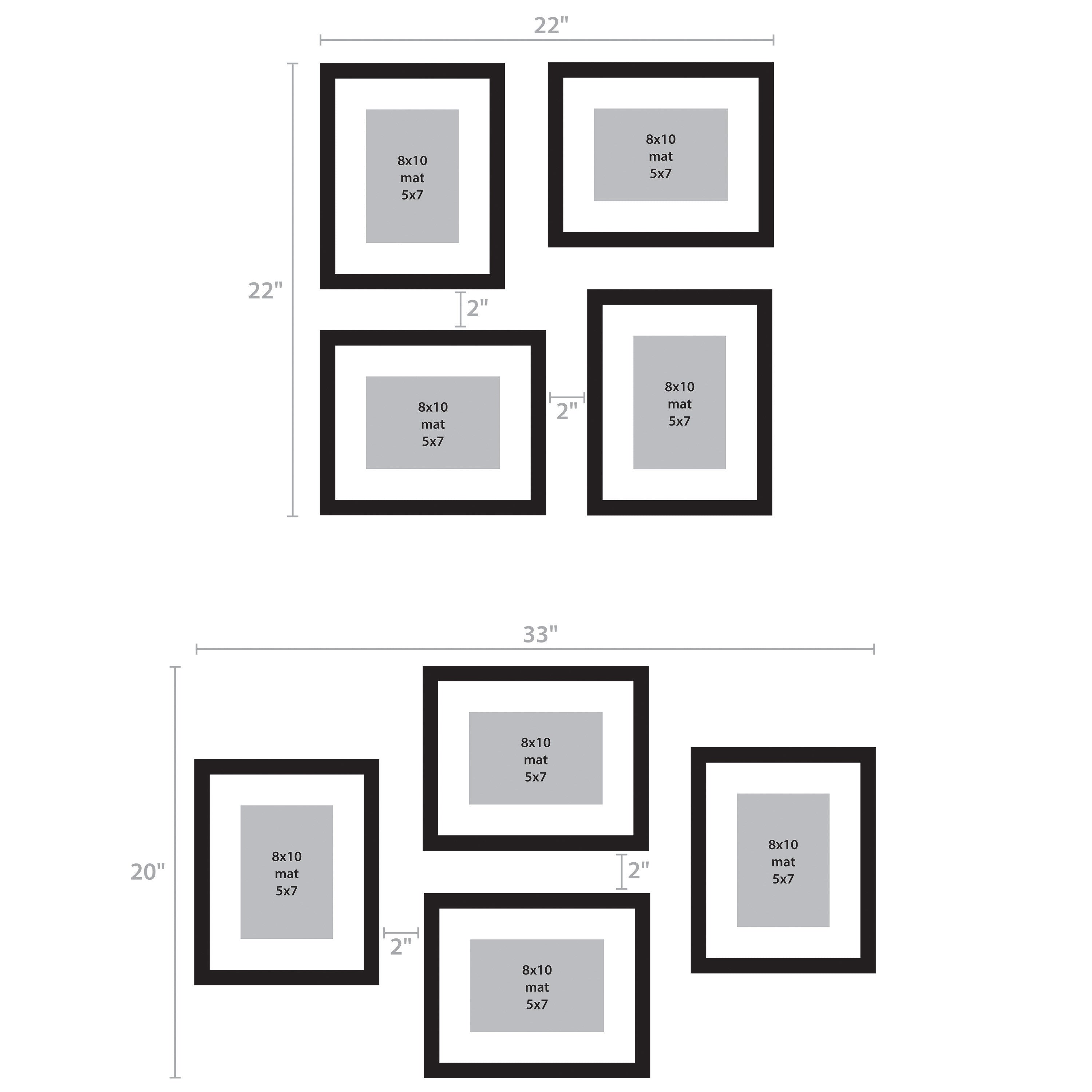 DesignOvation Gallery Wood Photo Frame Set for Customizable Wall or Desktop  Display, Charcoal Gray 8x10 matted to 5x7, Pack of 4 – kateandlaurel