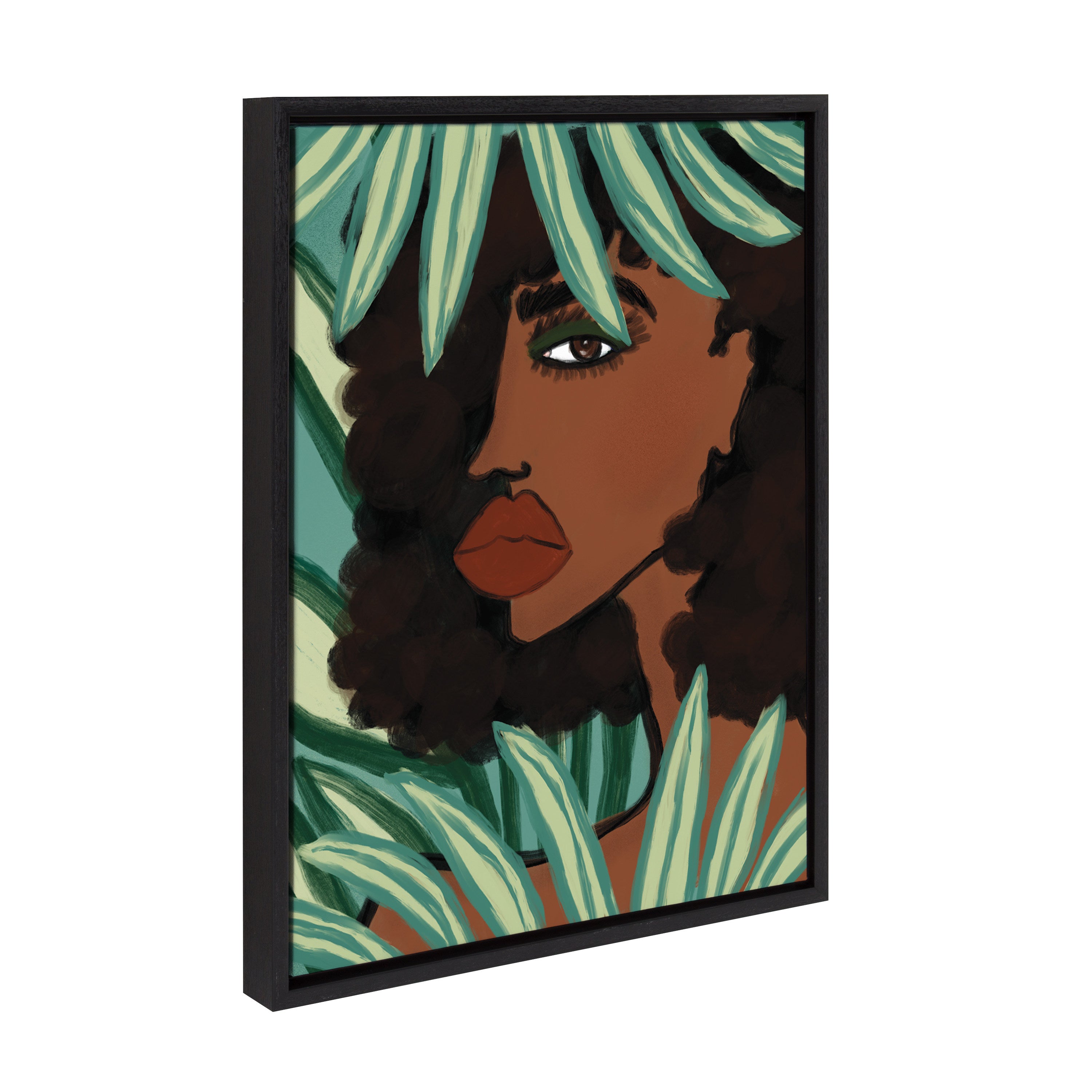 Sylvie Lady in the Jungle Framed Canvas by Kendra Dandy of Bouffants and Broken Hearts