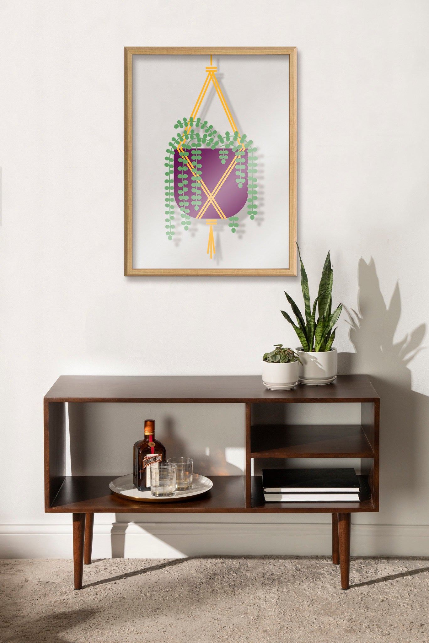 Blake Hanging Plant Framed Printed Glass by Amber Leaders Designs