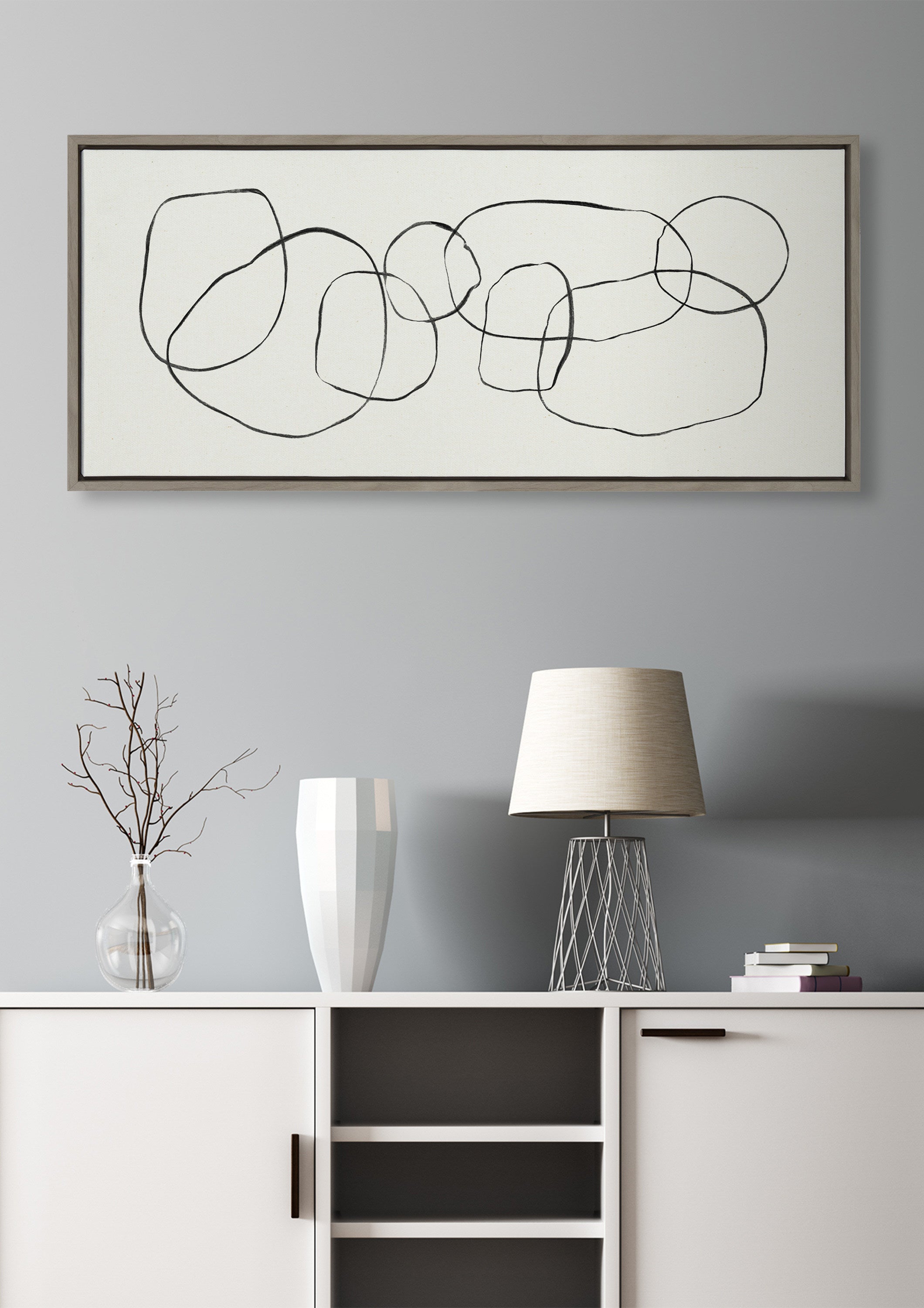Sylvie Dancing Circles Framed Canvas by Teju Reval of SnazzyHues