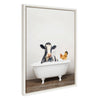Sylvie Cow and Chicken in Rustic Bath Framed Canvas by Amy Peterson Art Studio