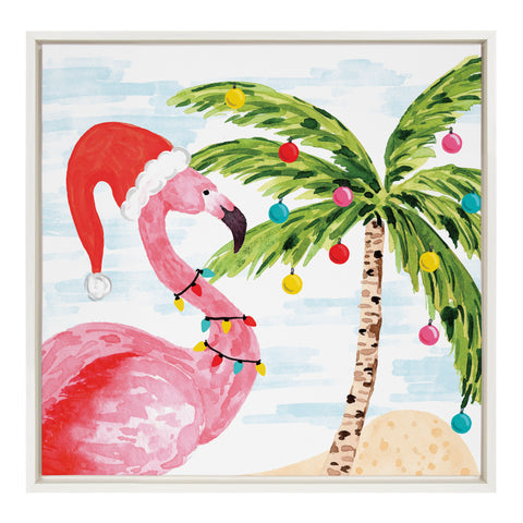 Sylvie Holiday Flamingo Framed Canvas by Sara Berrenson