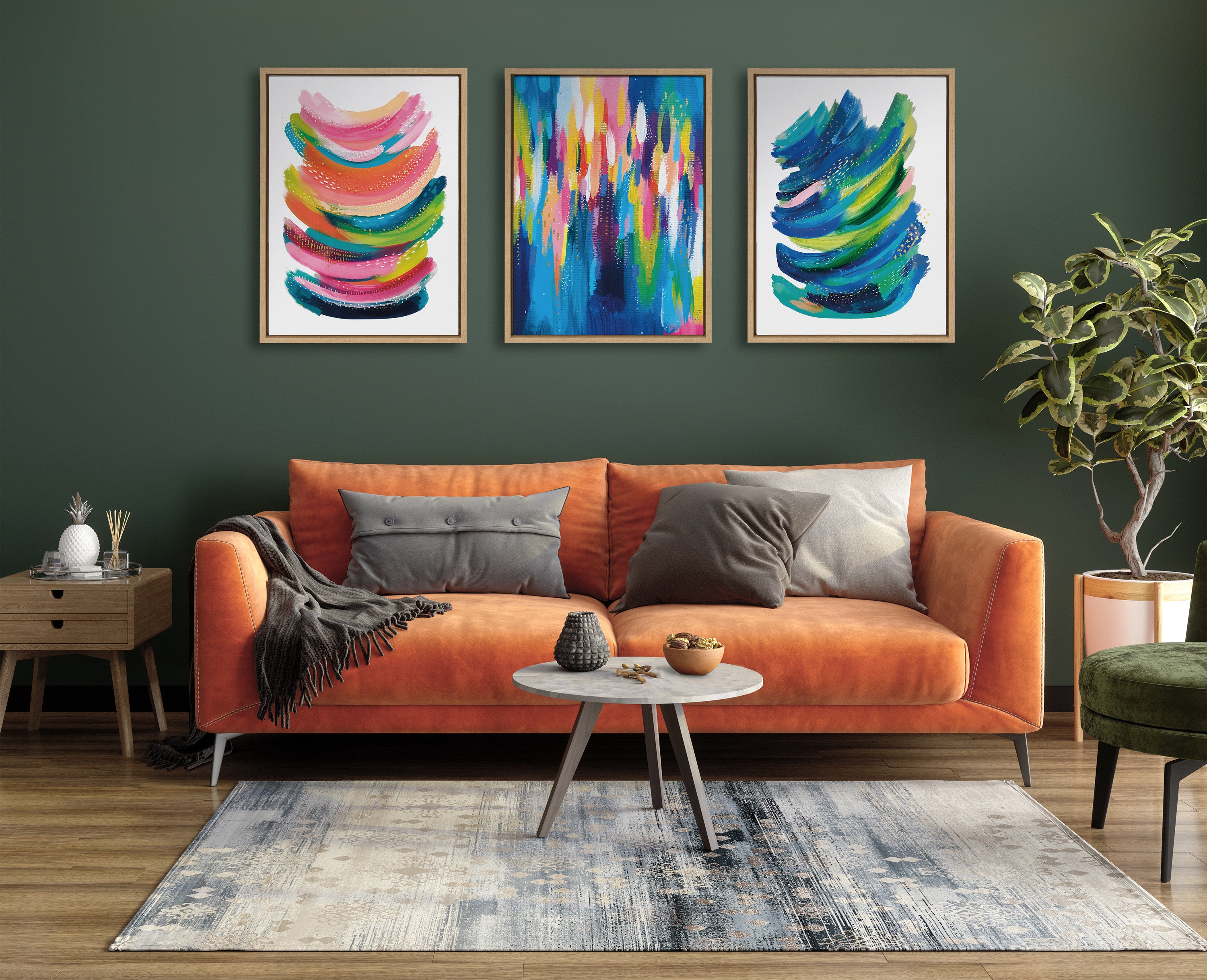 Sylvie Bright Abstract Framed Canvas by Jessi Raulet of Ettavee