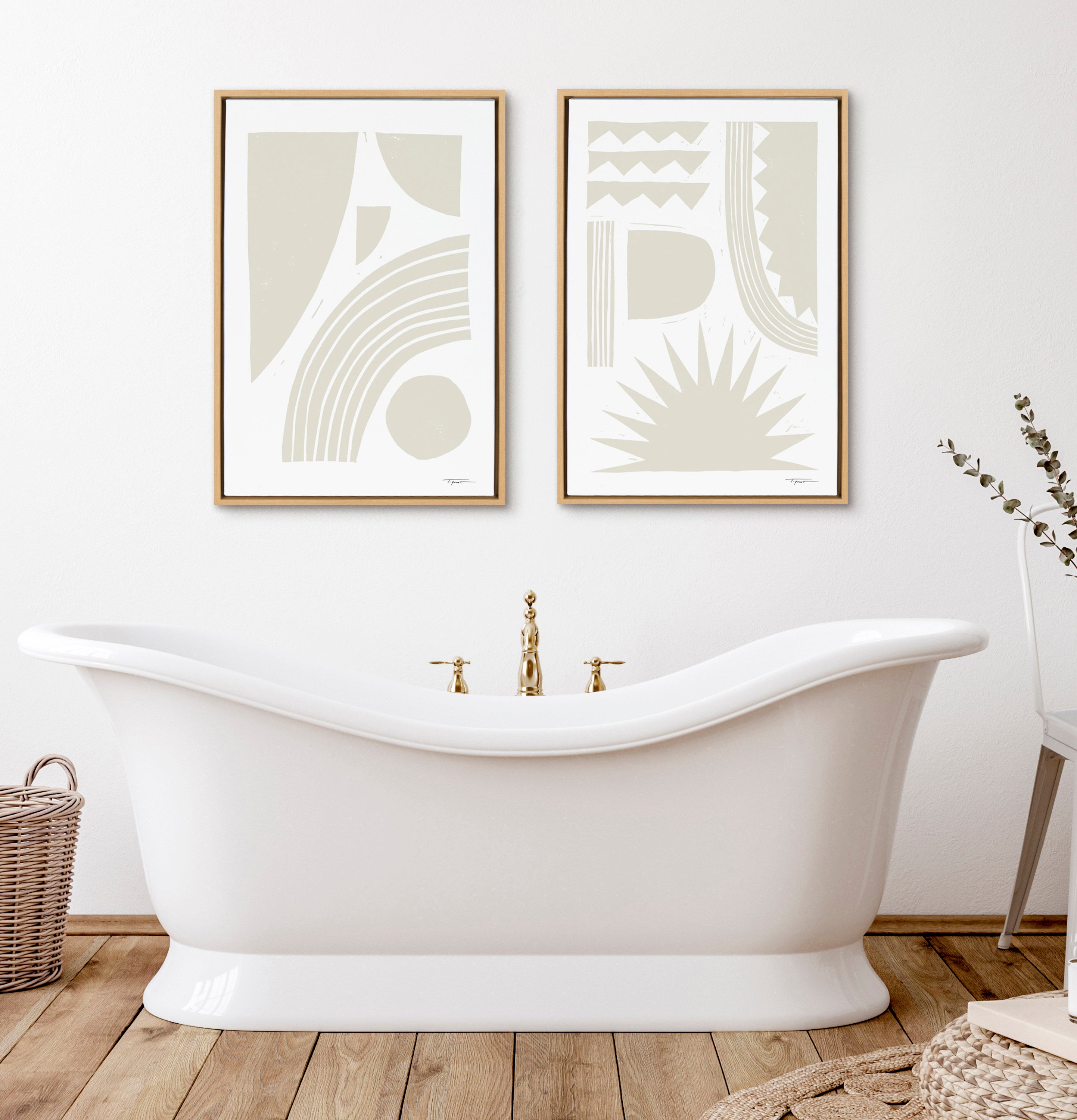 Sylvie Burst Neutral Framed Canvas by Statement Goods