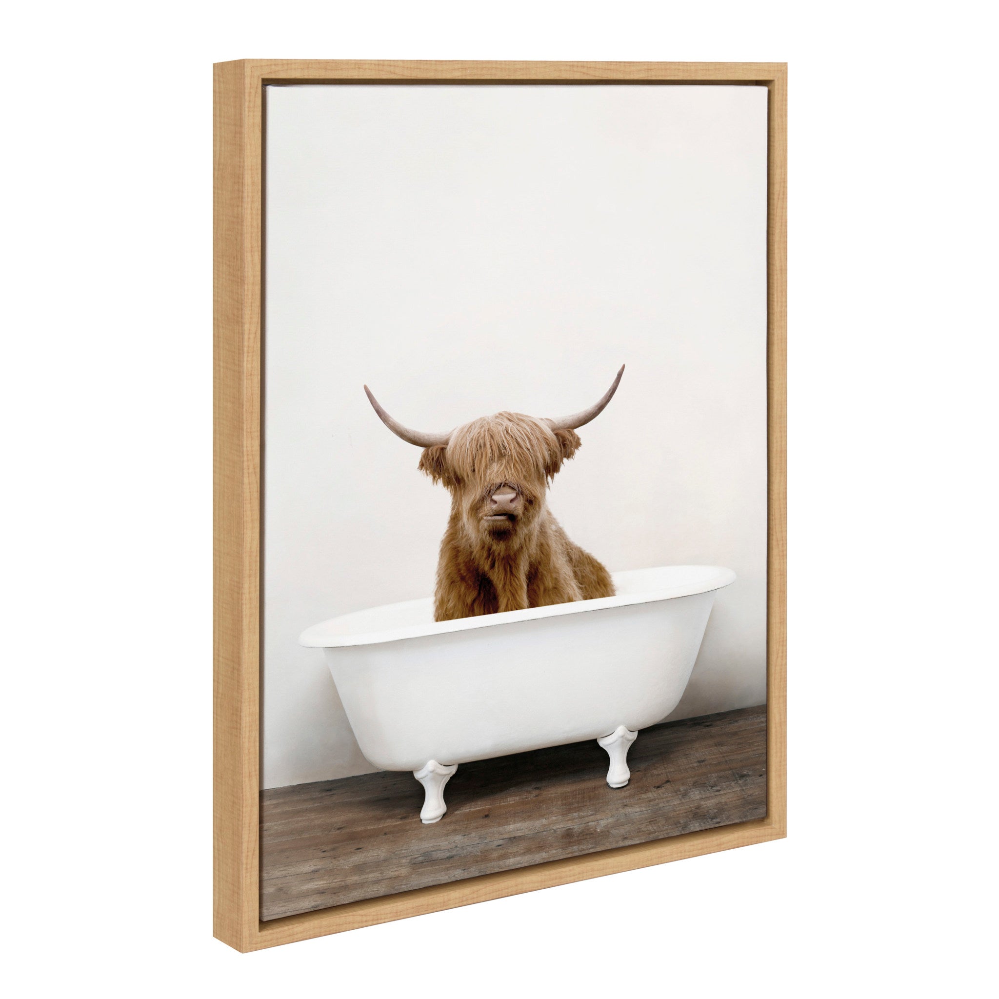 Sylvie Highland Cow in Tub Color Framed Canvas by Amy Peterson