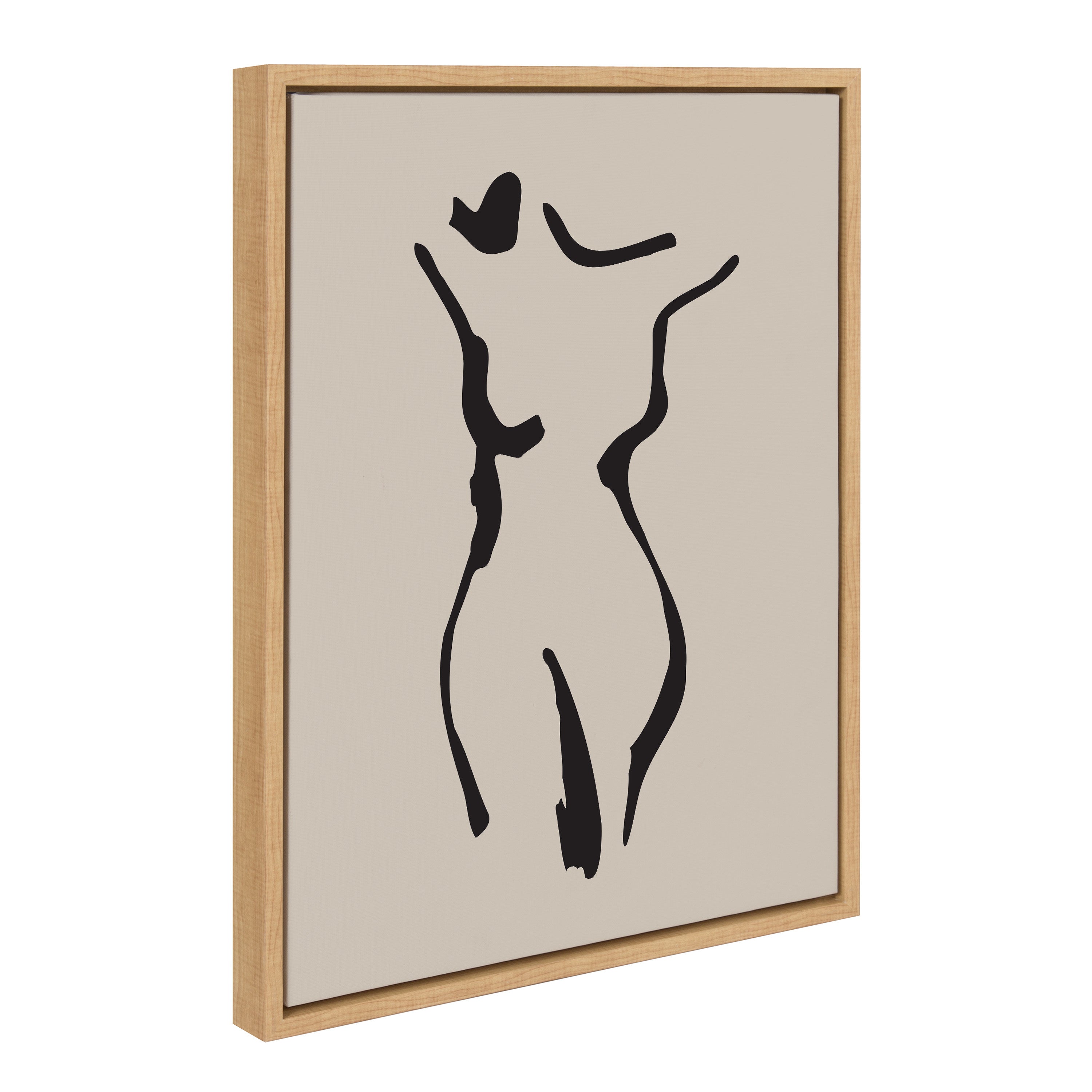 Sylvie Minimalist Neutral Line Art Drawing Body Framed Canvas by The Creative Bunch Studio