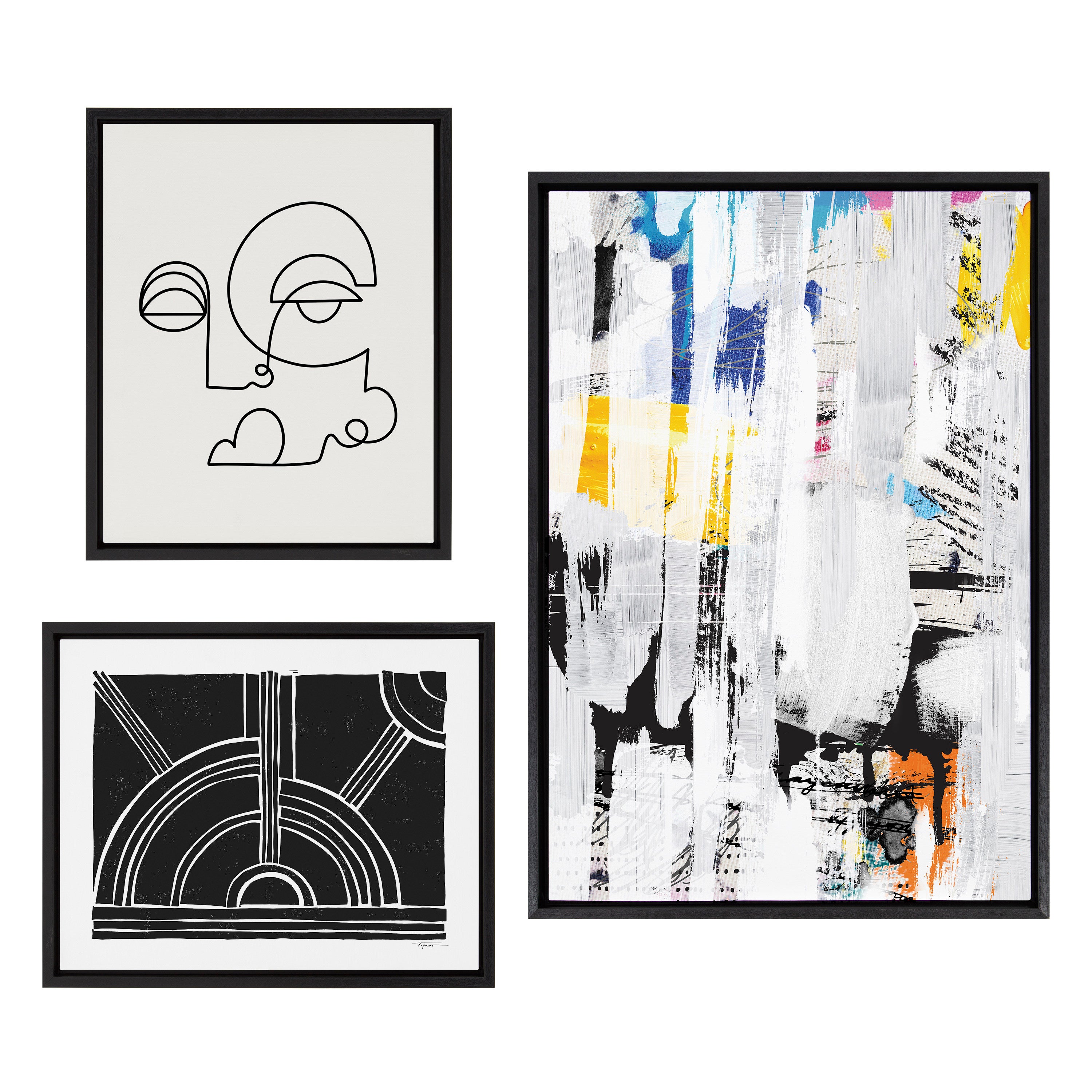 Sylvie NC Street Art 2, Inner Battle, and Abstract Sunset Framed Canvas