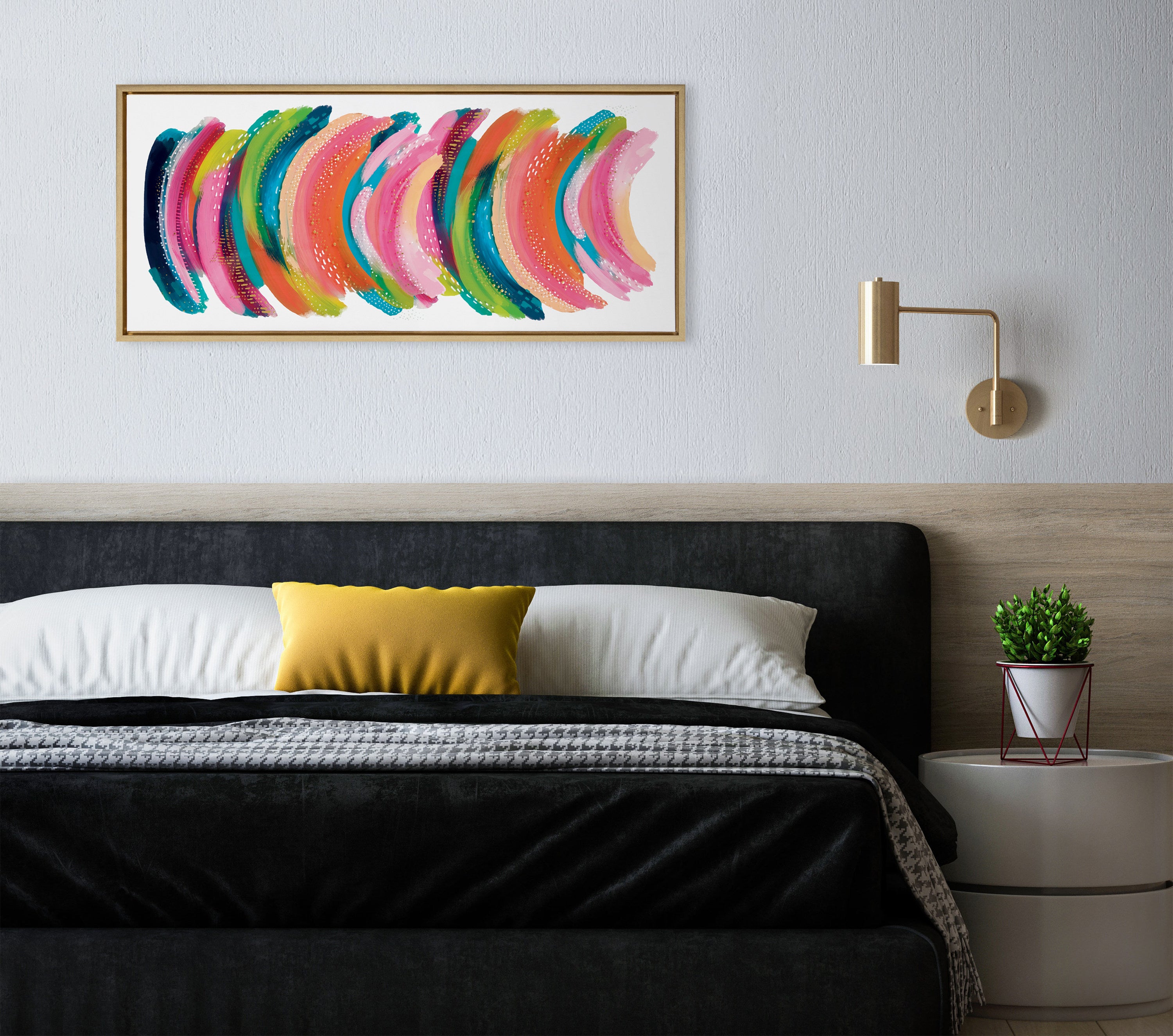 Sylvie Bright Abstract Framed Canvas by Jessi Raulet of Ettavee