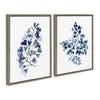 Sylvie Botanical Split Fern Indigo and Botanical Maiden Indigo Framed Canvas by Sara Berrenson