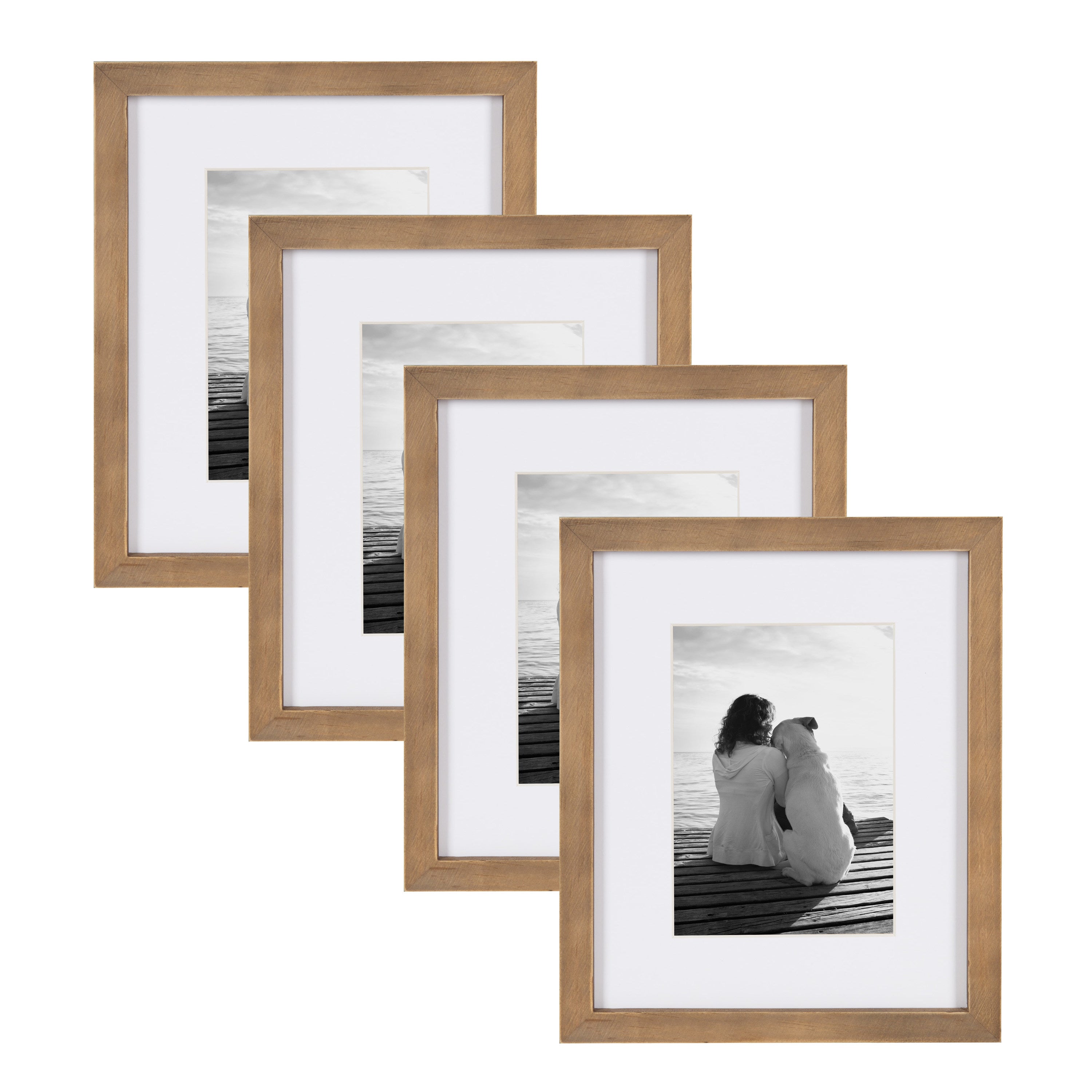 8x10 Picture Frame Set of 3, Matted to 5x7 Picture with Mat or Multi 8x10  Photo without Mat, Wall Hanging or Tabletop Display, Sliver 
