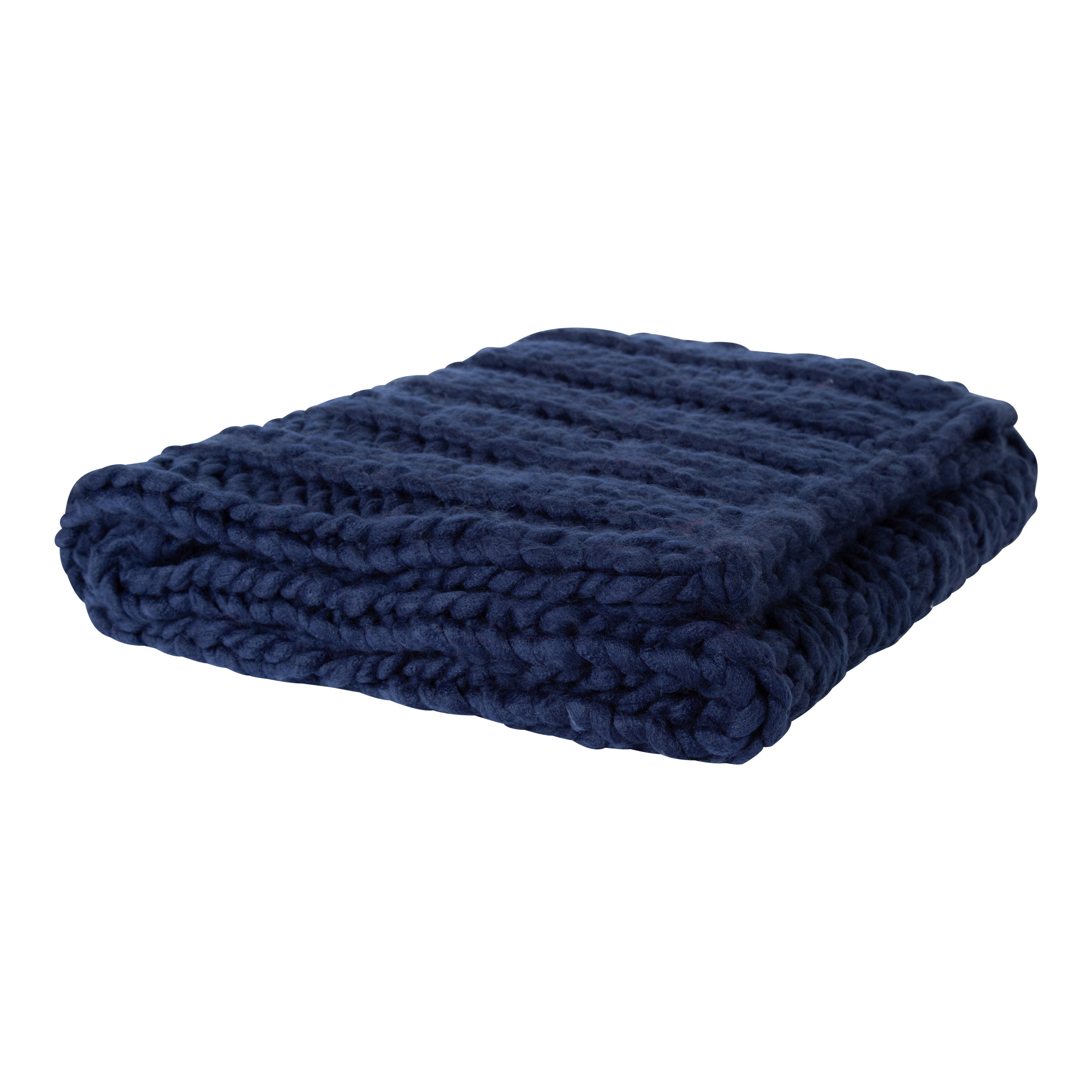 Navy blue chunky knit throw blanket best sale
