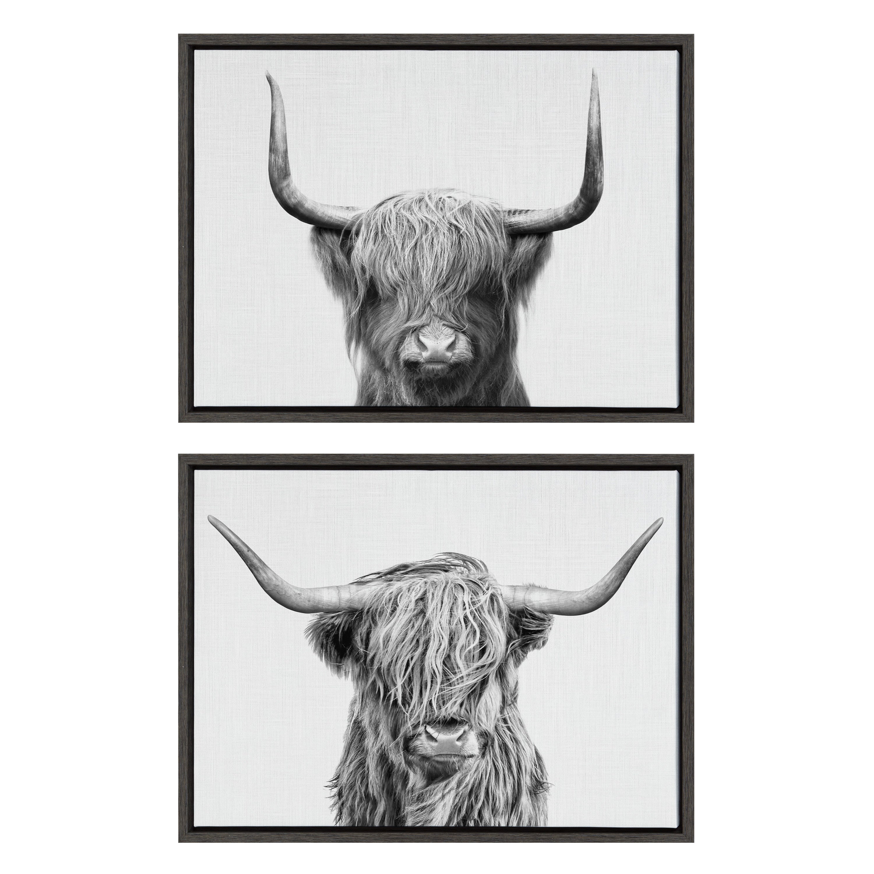 Sylvie Highland and Highland Cow 2 Framed Canvas by Simon Te of Tai Prints