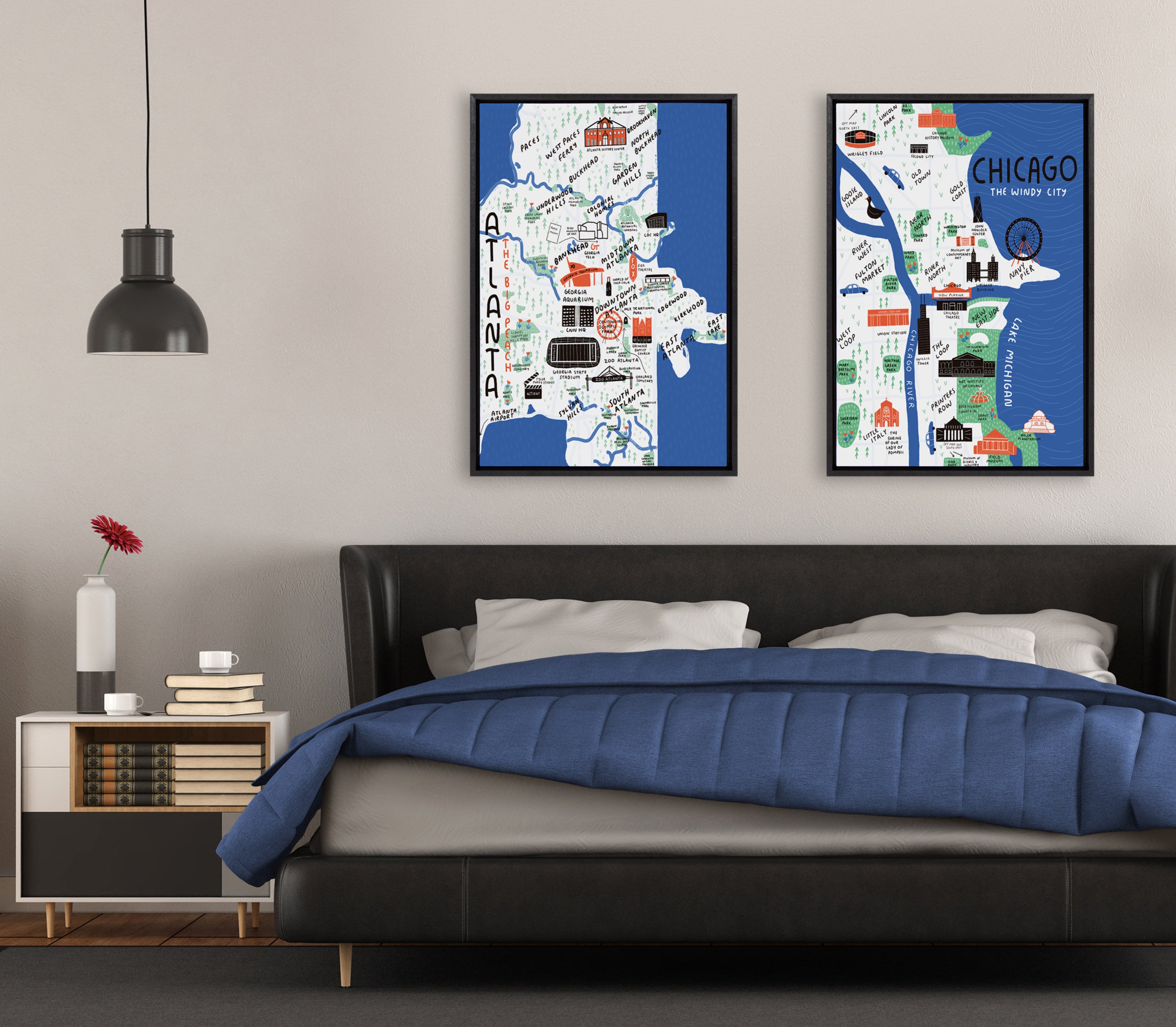 Sylvie Chicago Illustration Framed Canvas by Stacie Bloomfield