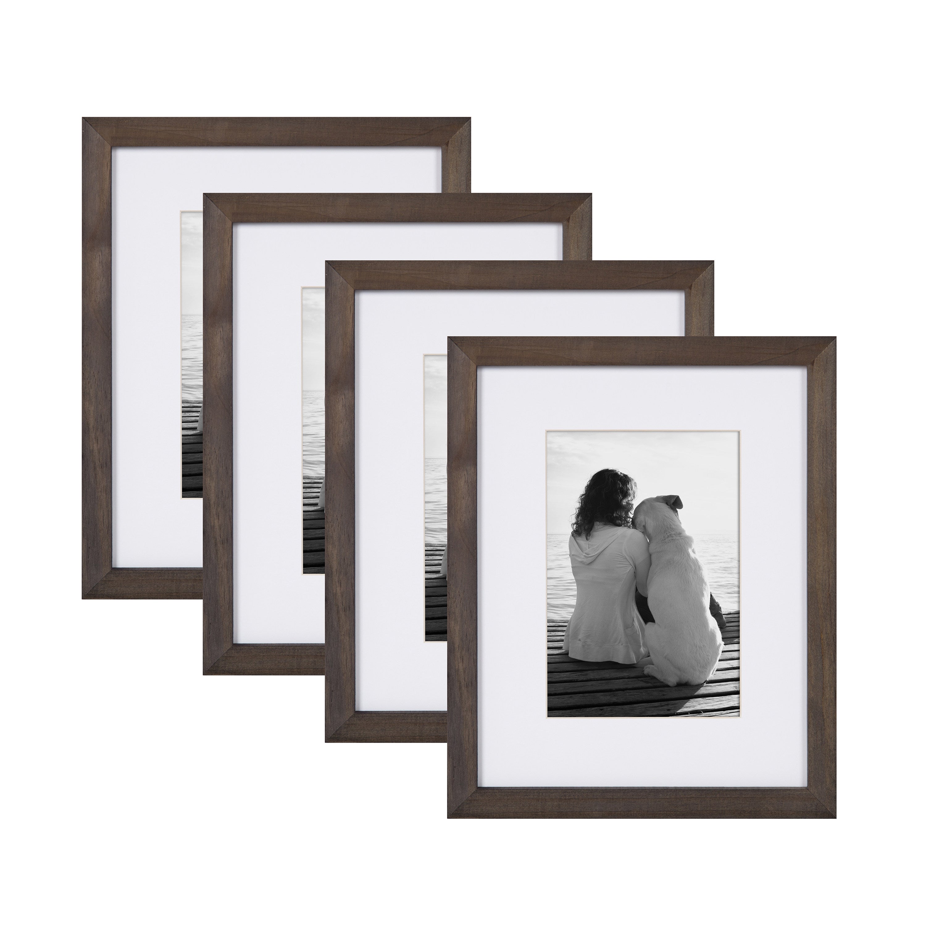 DesignOvation Gallery Wood Photo Frame Set for Customizable Wall or Desktop  Display, Charcoal Gray 8x10 matted to 5x7, Pack of 4 – kateandlaurel