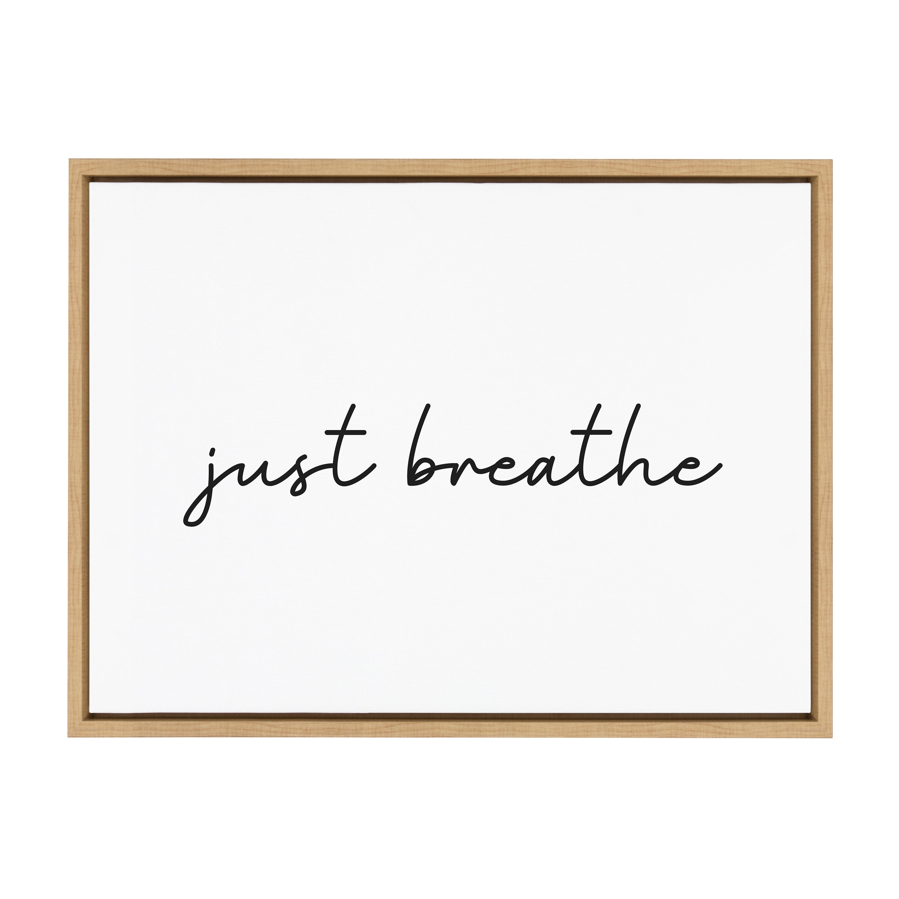 Sylvie Just Breathe Horizontal BW Framed Canvas by The Creative Bunch Studio