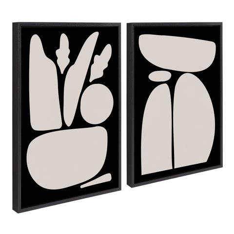 Sylvie Zen Botanical Rock Framed Canvas Set by The Creative Bunch Studio