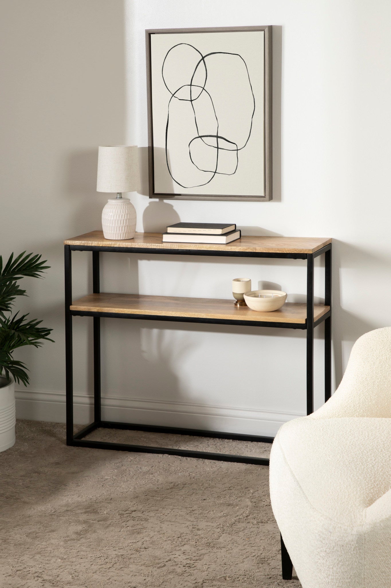 Quarles Wood and Metal Console Table