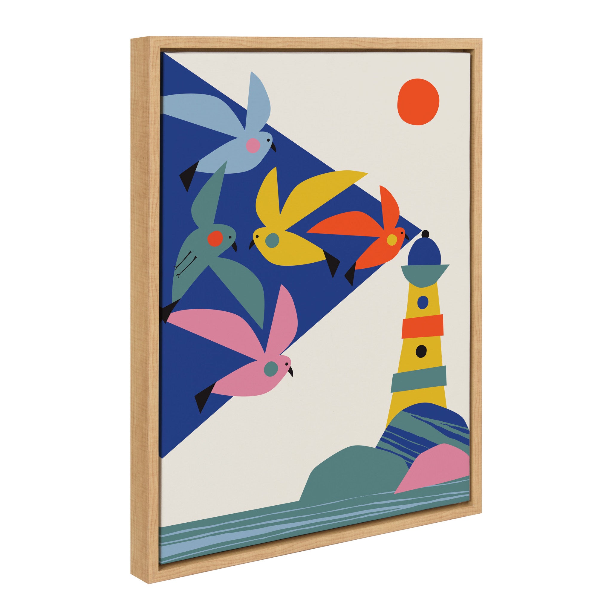 Sylvie Lighthouse Birds Framed Canvas by Rachel Lee of My Dream Wall